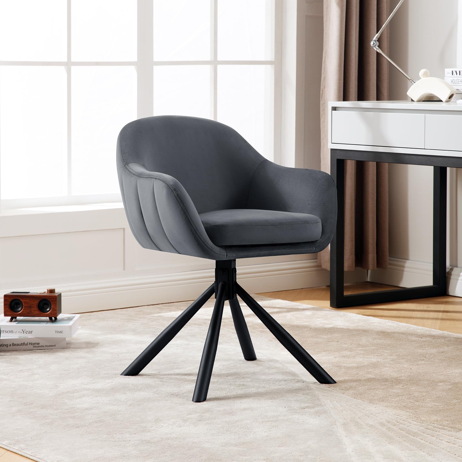WOLTU Draaibare eetkamerstoel, fluwelen gestoffeerde ergonomische