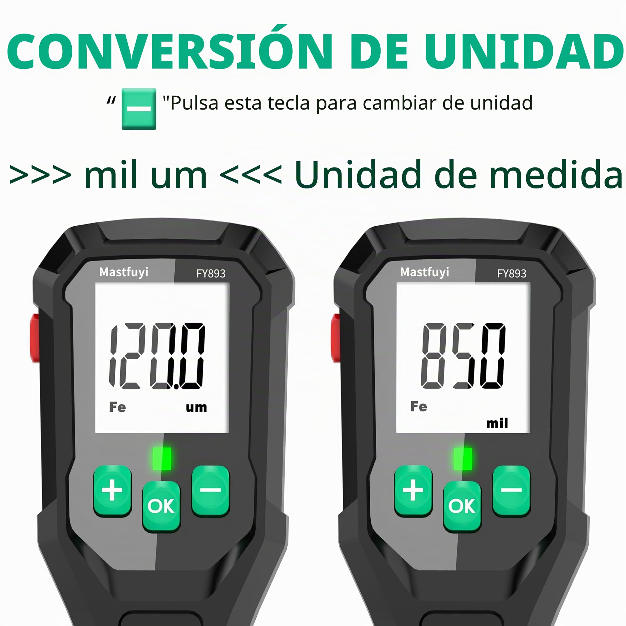 Medidor de Espesor de Pintura, Medidor Digital de Profundidad de Recubrimiento con Resol 0.1mil, Medidor Portátil de Espesor de Pintura Mil para Compradores de Autos Usados, Medición F/NF