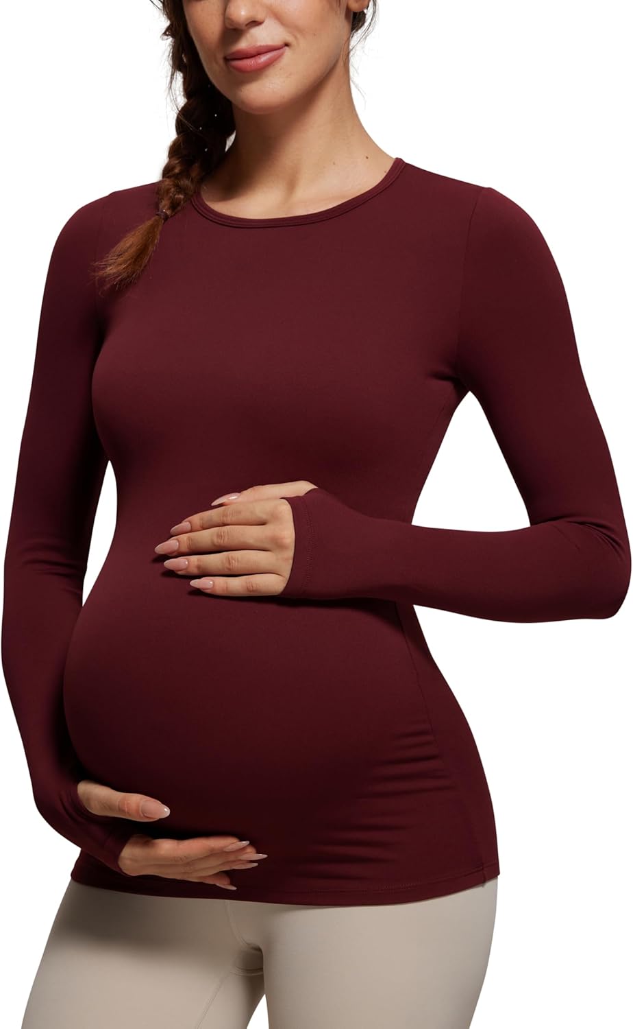 CRZ YOGA Womens Butterluxe Long Sleeve Maternity Tops Crewneck Pregnancy Basic Shirts Soft Athletic Yoga Casual Tee Blouses
