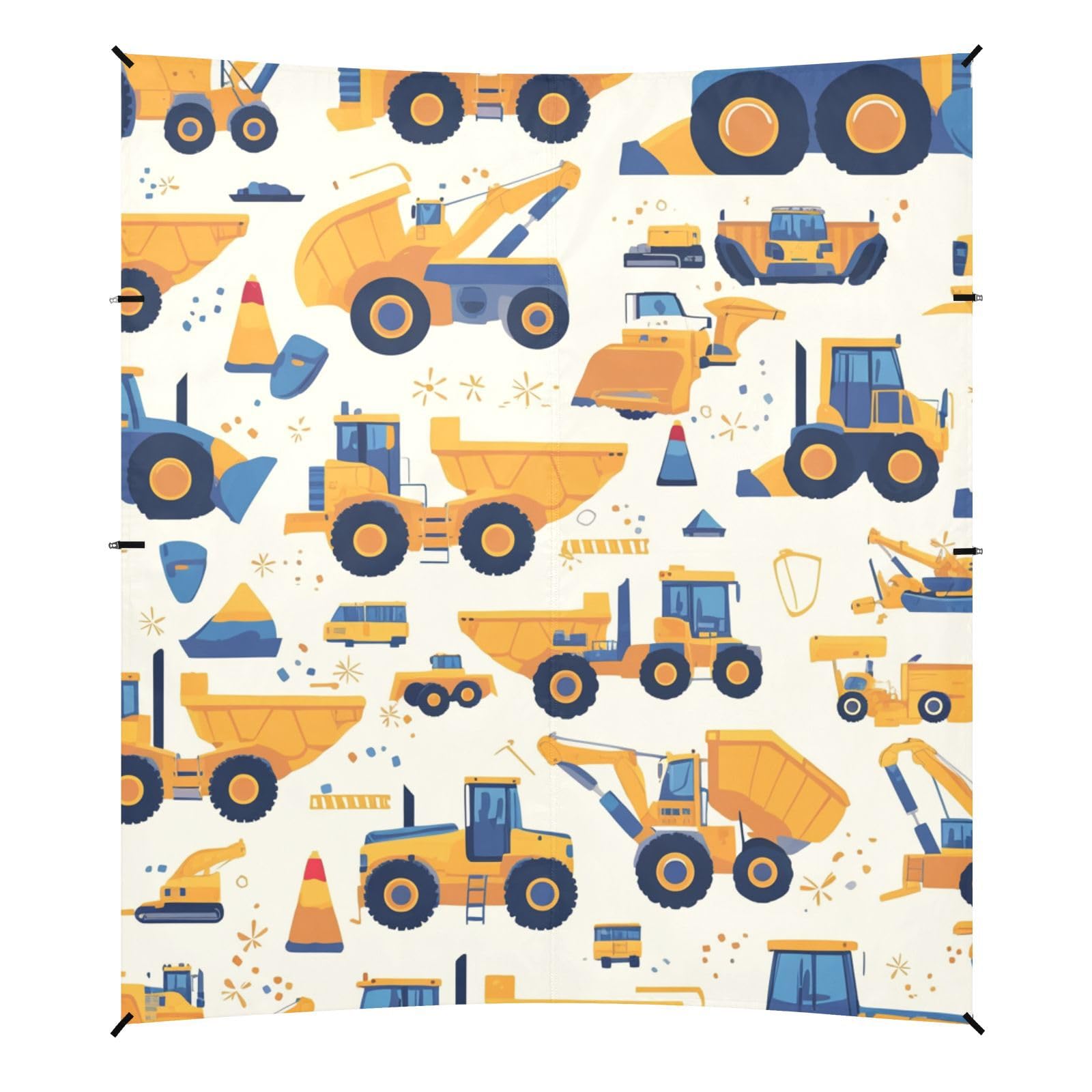 Construction Vehicles Dump Truck Grader Foldable Beach Cabana UPF50+ Waterproof Portable Sun Shelter Includes Sand Shovel, Sandbags, Stability Poles for Camping, Picnics, Backyard & Fishing