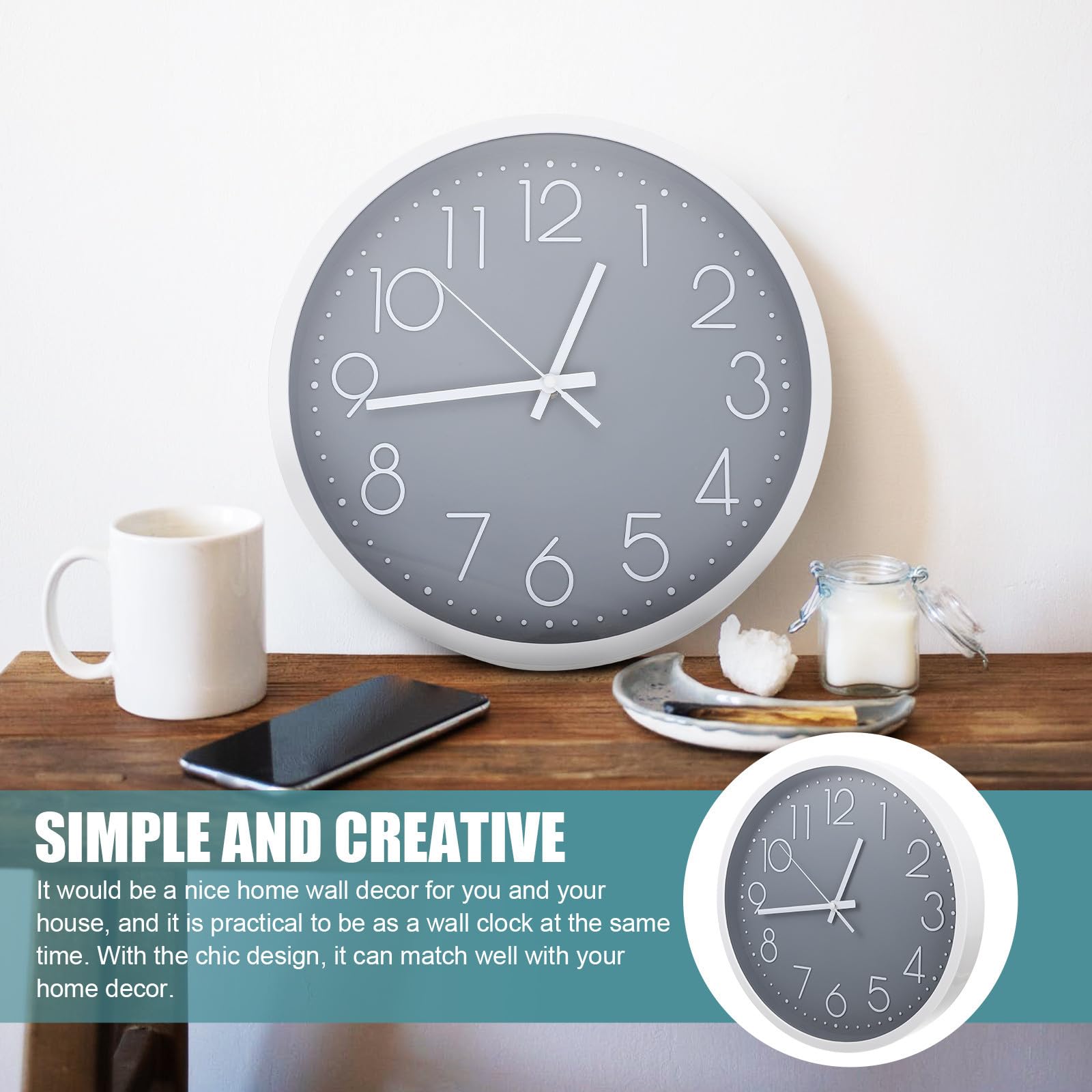Reloj de Pared Silencioso Simple para Habitación Infantil Decorativa