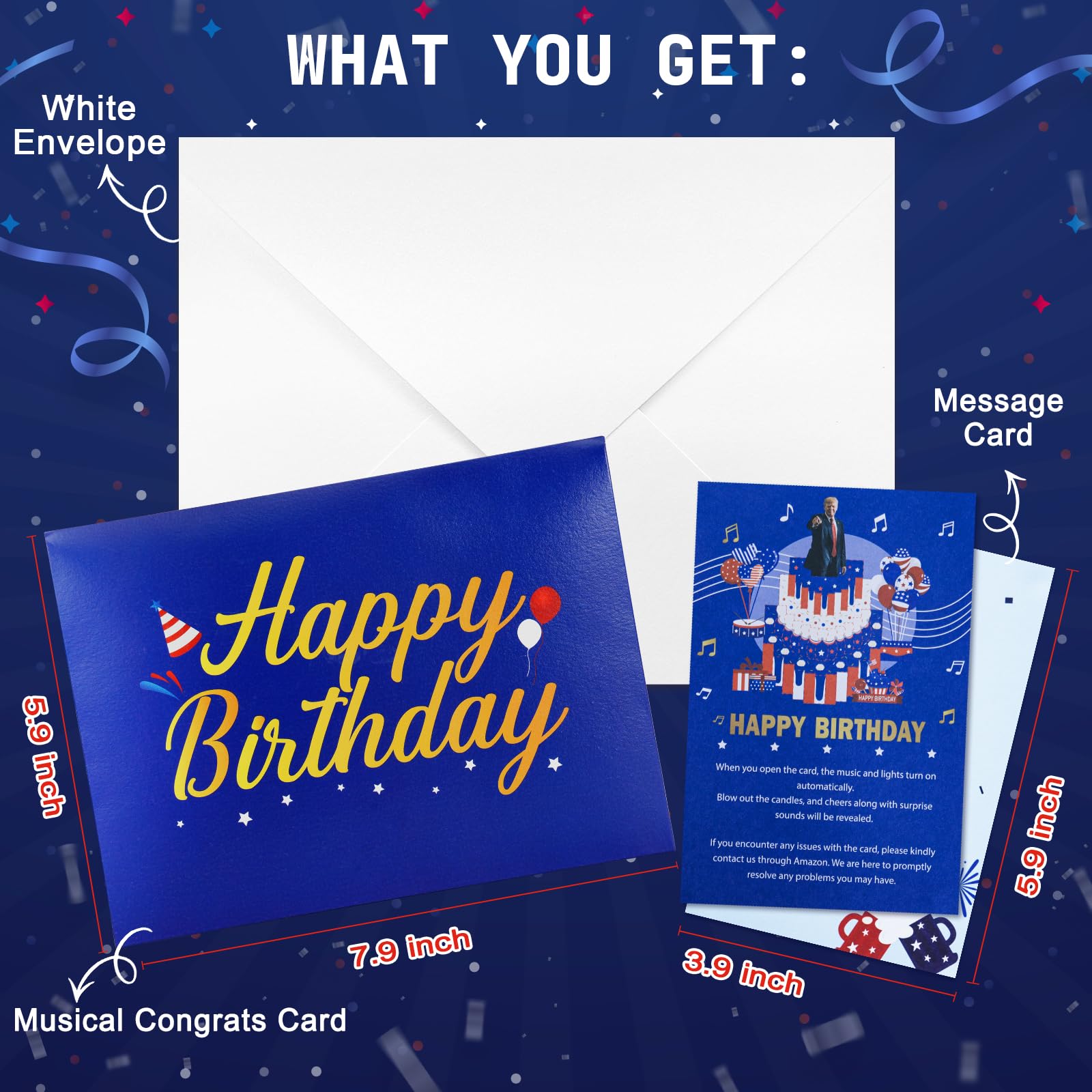 FITMITE Tarjeta de cumpleaños, tarjetas de cumpleaños musicales emergentes con luz, velas sopladas y reproducción, tarjeta emergente de música de feliz cumpleaños, tarjetas de felicitación, regalos