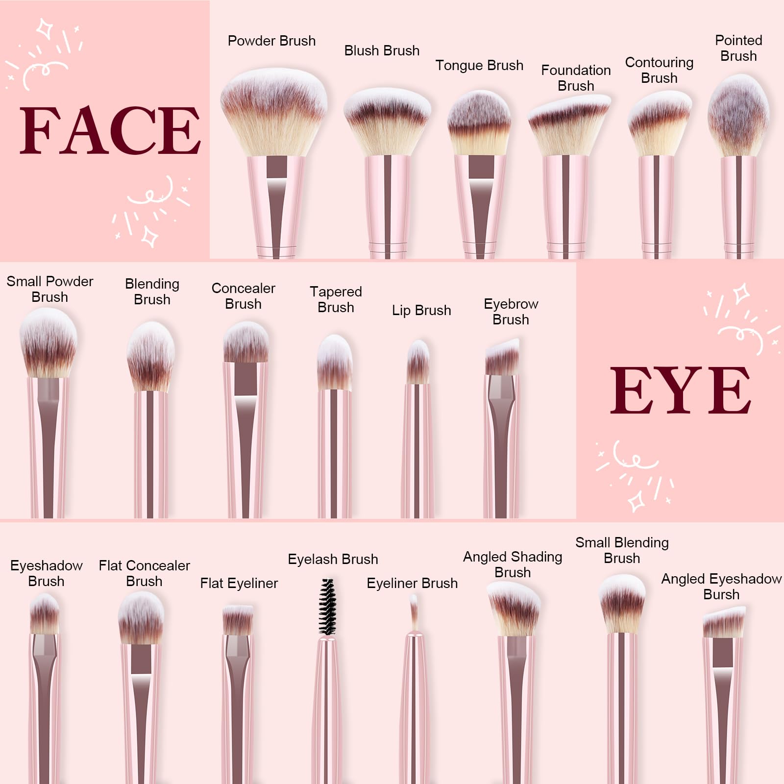 HEYMKGO Pennelli Make Up 43 Pezzi Set Pennelli Make Up Con Borsa Spugnette Trucco Make Up Setole Sintetiche di Alta Qualità Fondotinta Kabuki Cipria Correttori Fard Ombretto Illuminante Sopracciglia