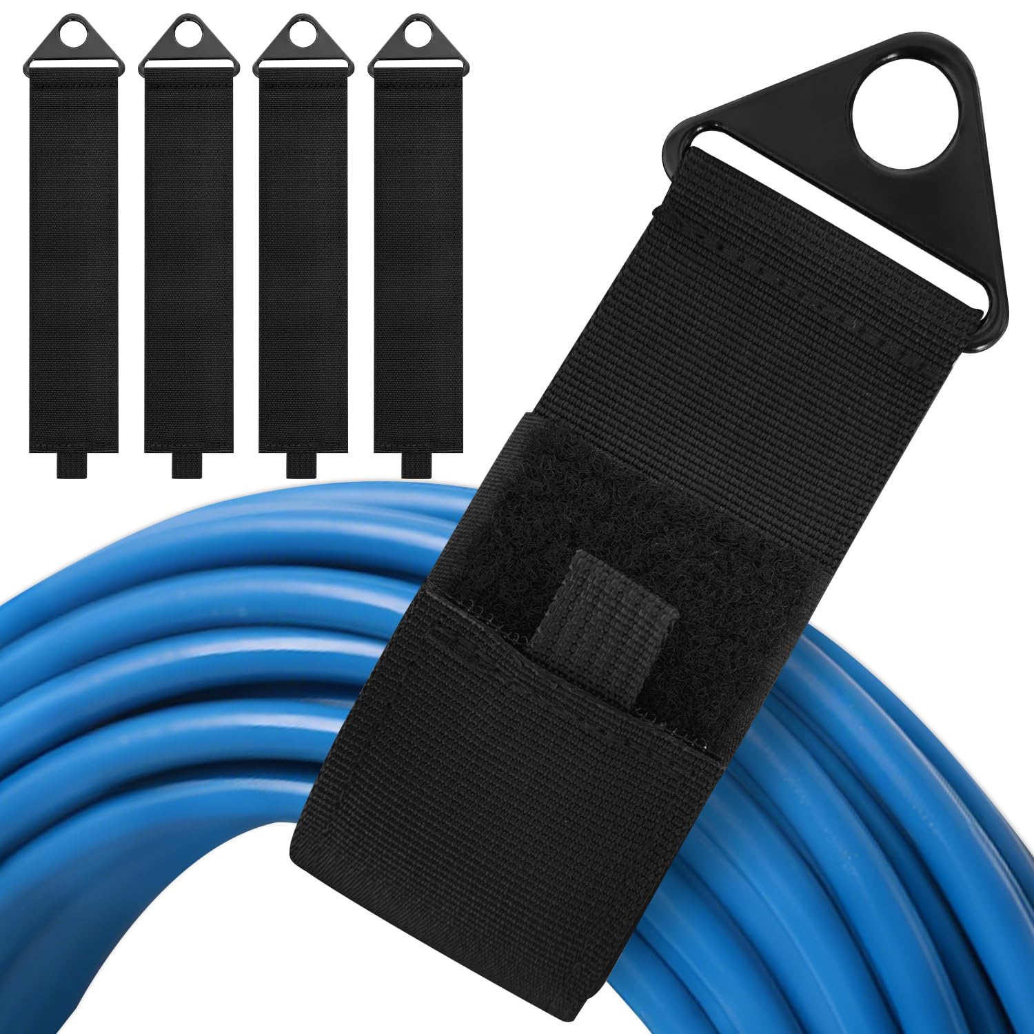 4 Pack Heavy Duty Cable Straps, Reusable Hook and Loop Cord Organizer (17")