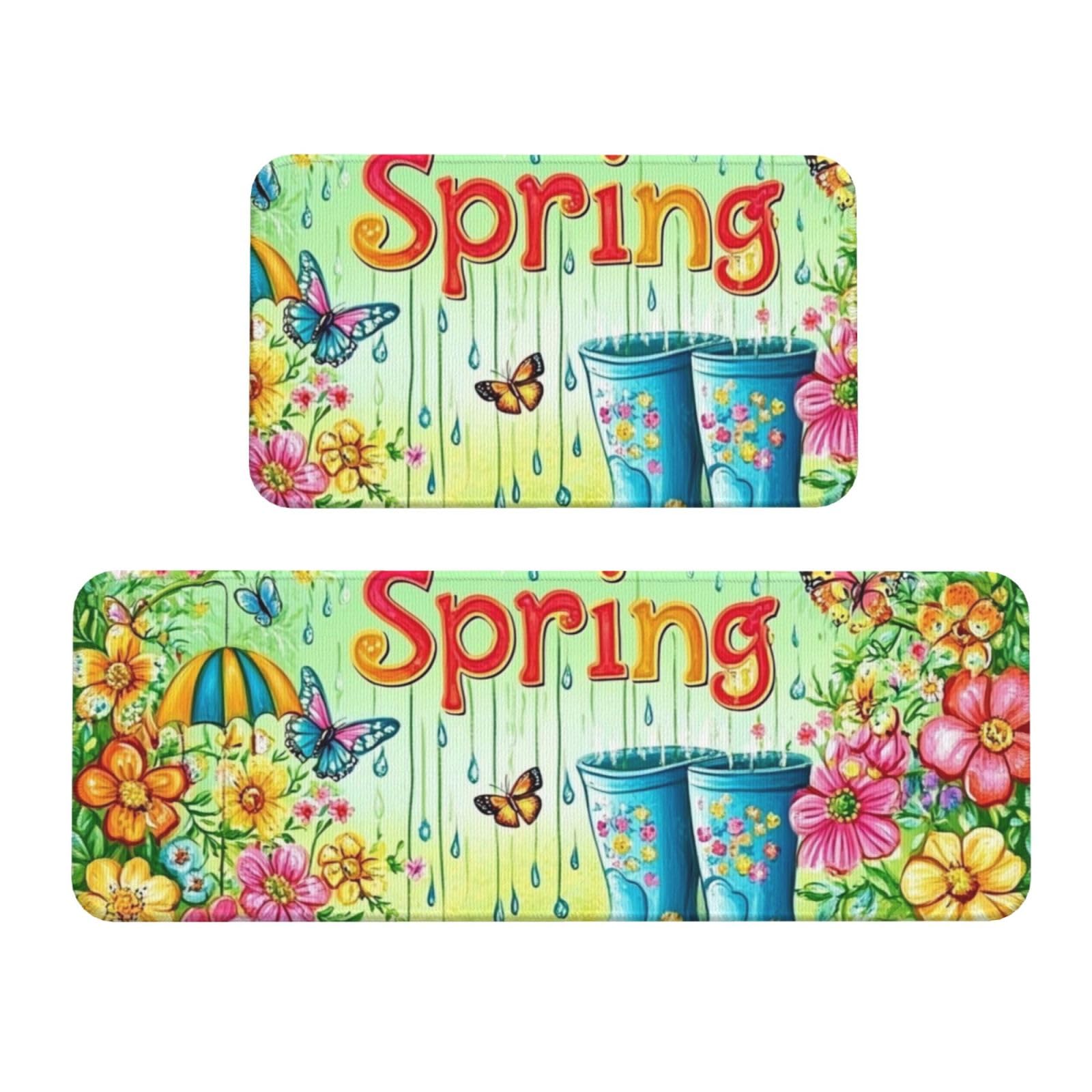 Tapetes de pie lavables con diseño de flores para la decoración de la cocina