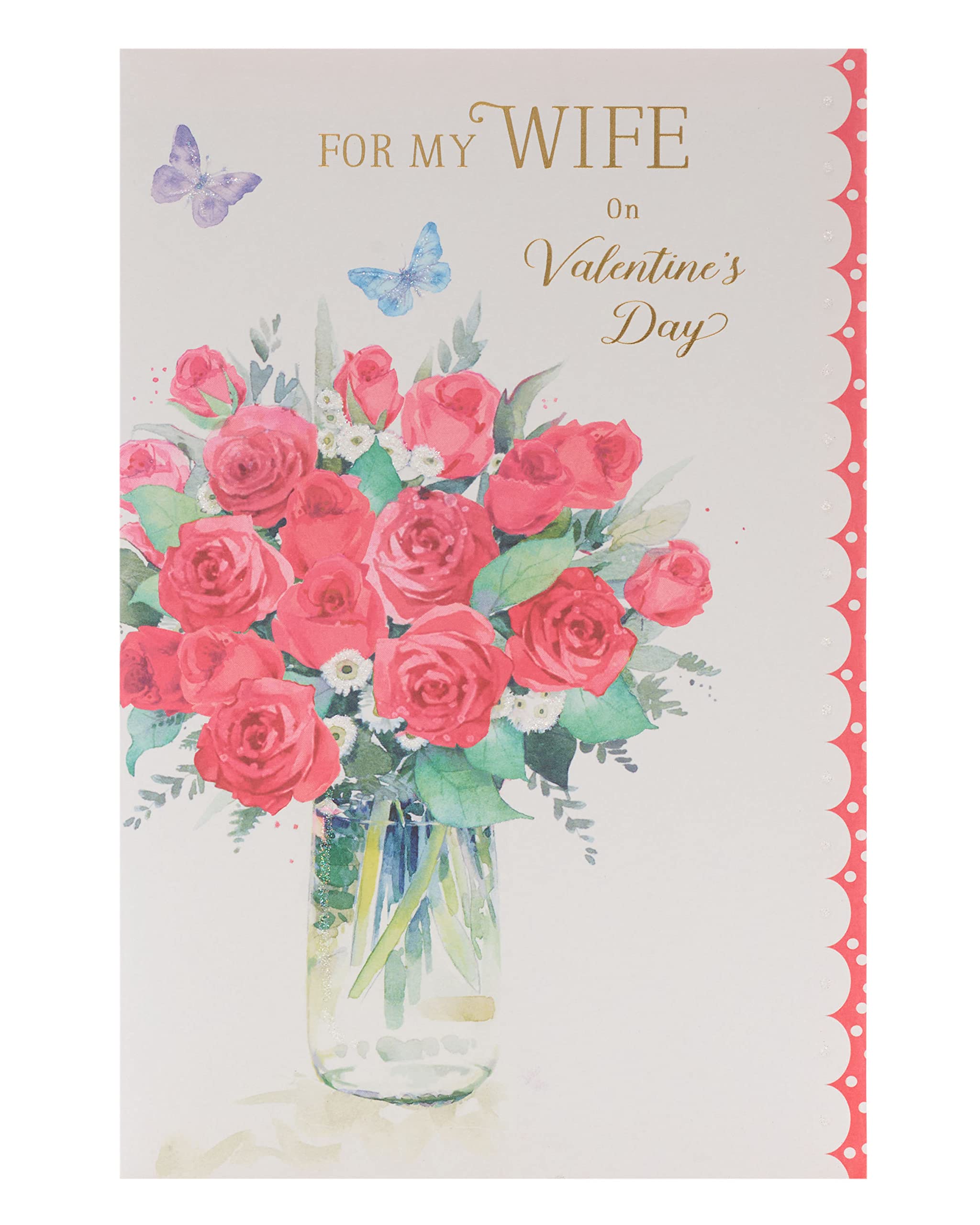 UK Greetings Muttertagskarte Für Ehefrau – Mit Rosa Blumen In Vase, Liebevolle Grußkarte