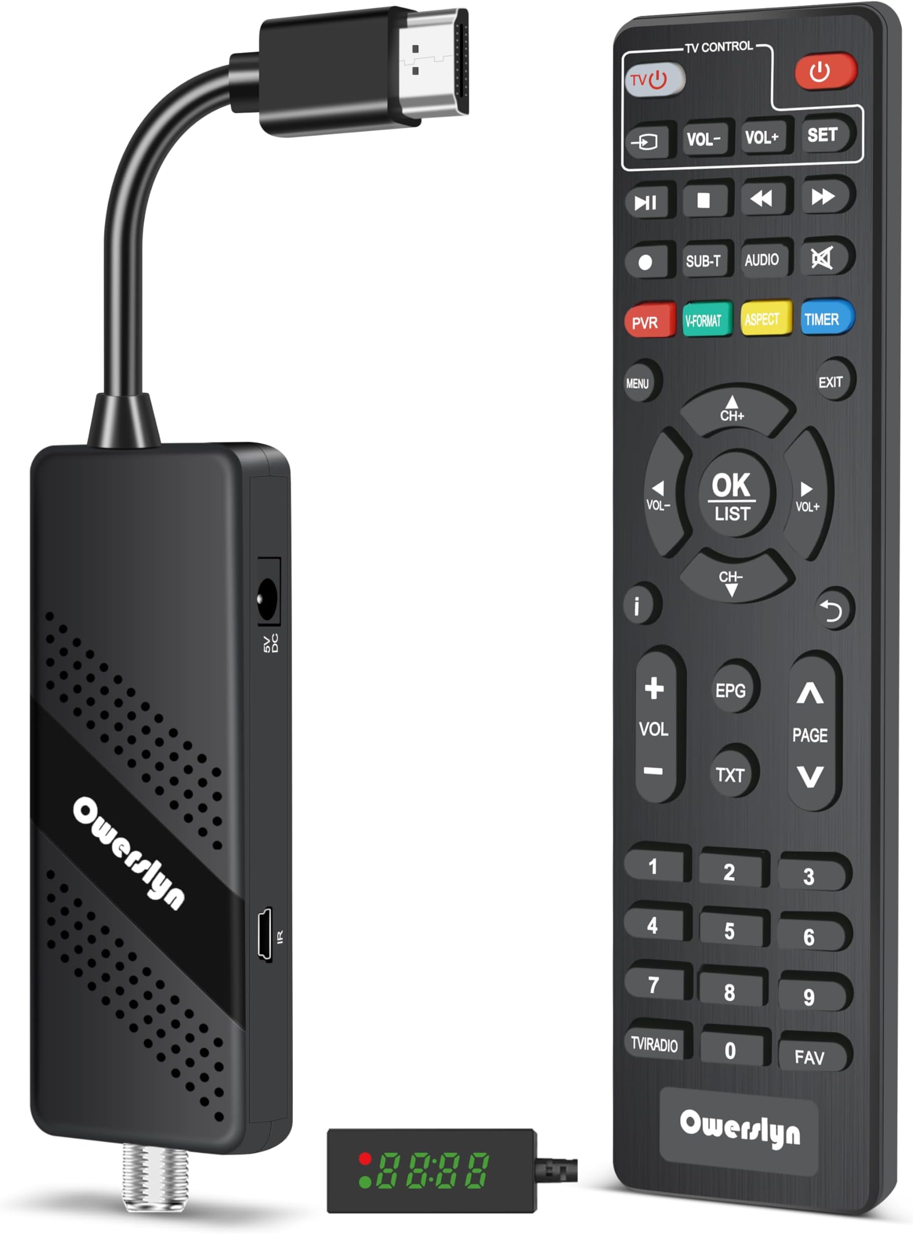 Digital Converter Box for TV, 2026 OWERSLYN 1080P ATSC Tuner Box with TV Tuner, Programs Recording & Playback, USB Media Player, HDMI/AV Output, 3RCA Cables, 2-in-1 Remote, Digital Channel Free