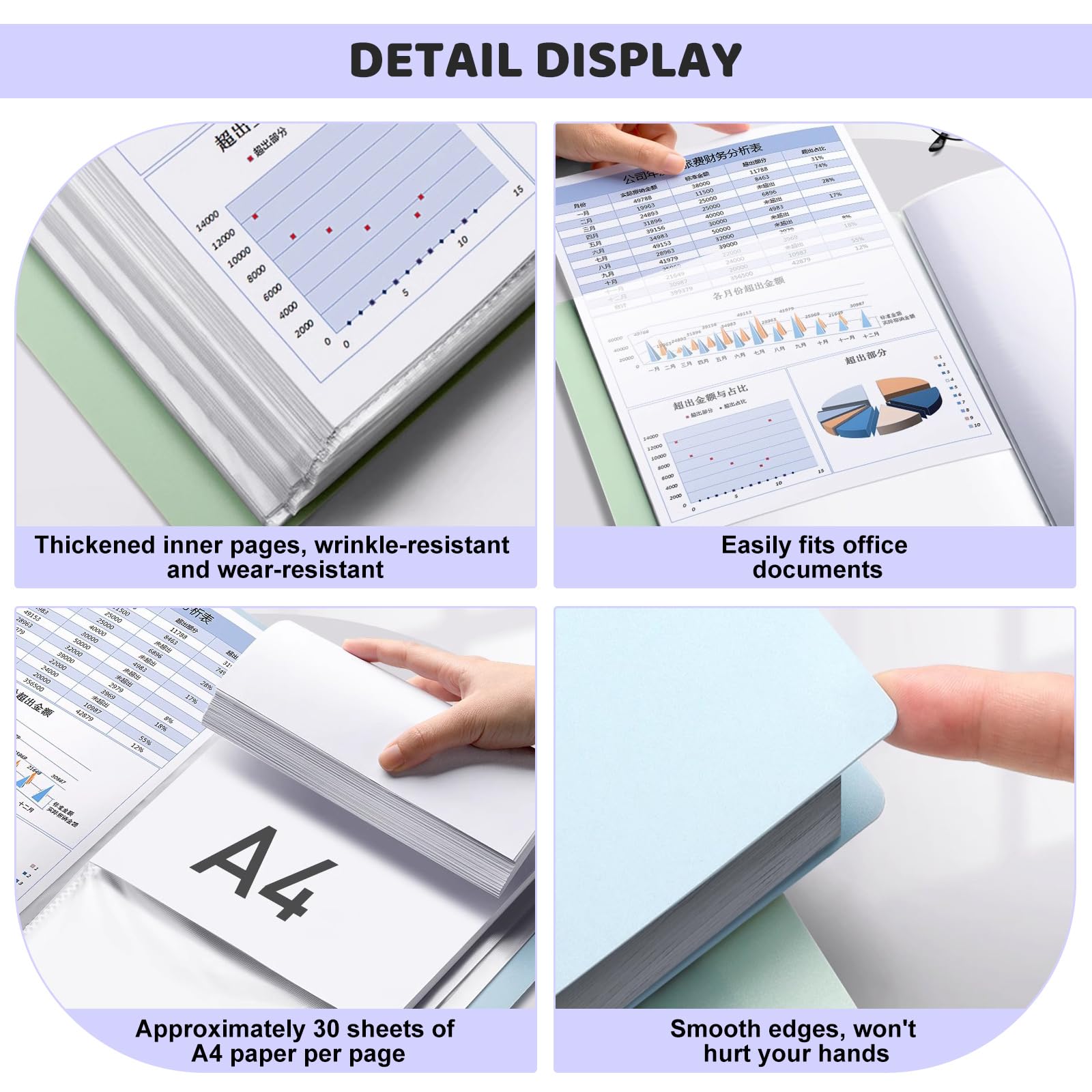 300 Pockets A4 Display Folders, 5 Pack 60 Pockets A4 Display Book with Plastic Sleeves, Document Clear Folders, Safety Presentation Folders for Schools, Offices & Individuals (5 Colors 60 Pockets) - Image 3