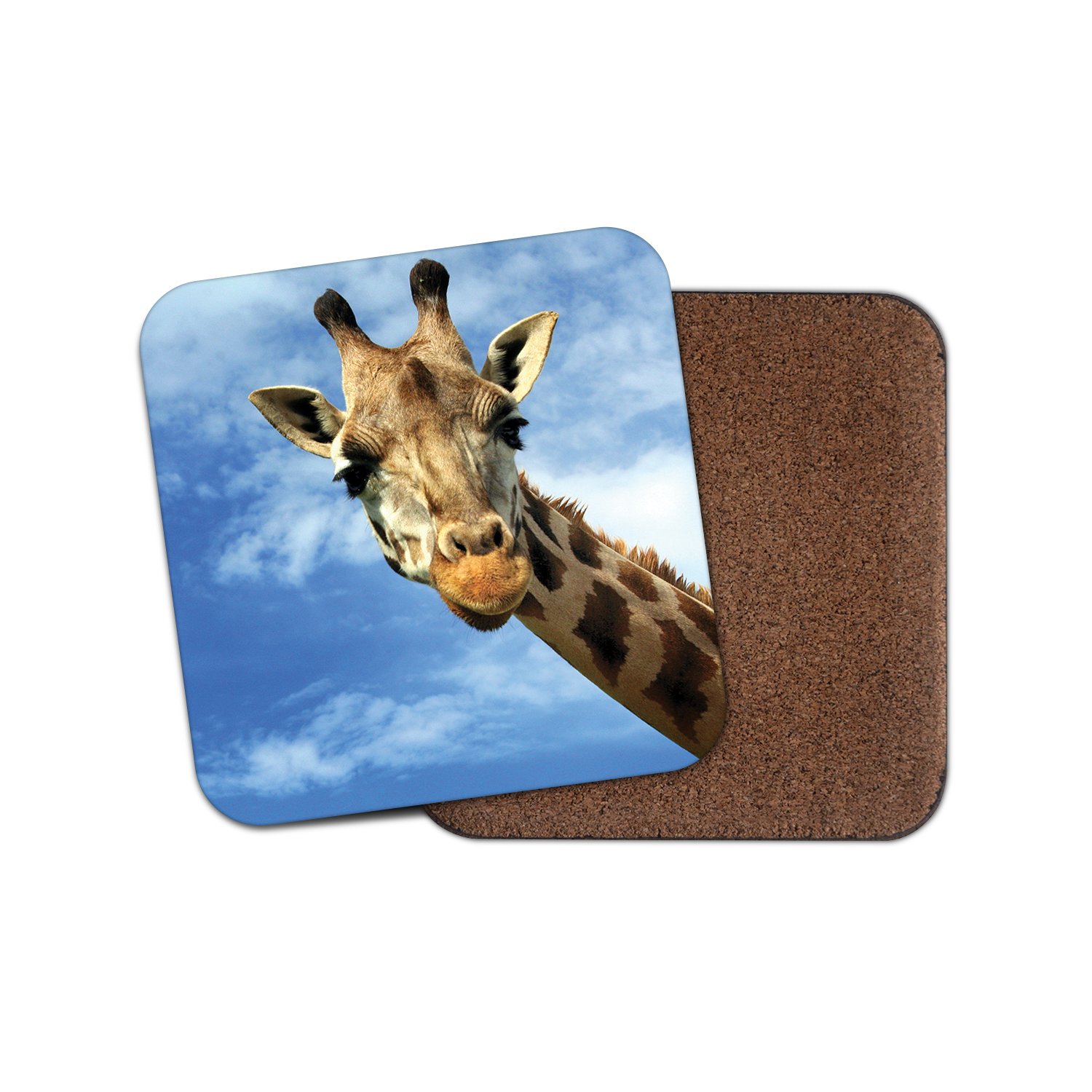 Destinationvinyl Multicolor 1 X Giraffe Cork Backed Drinks Coaster - Wild Animal Funny #8309
