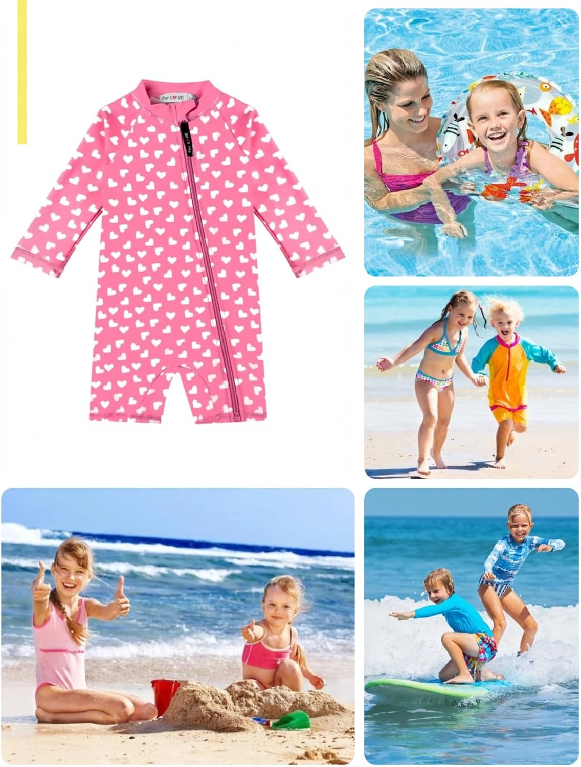 weVSwe Baby Swimsuit UPF 50+ UV Protection Long Sleeve Toddler Rash Guard Infant Bathing Suit with Zipper Beachwear 0-3 Years
