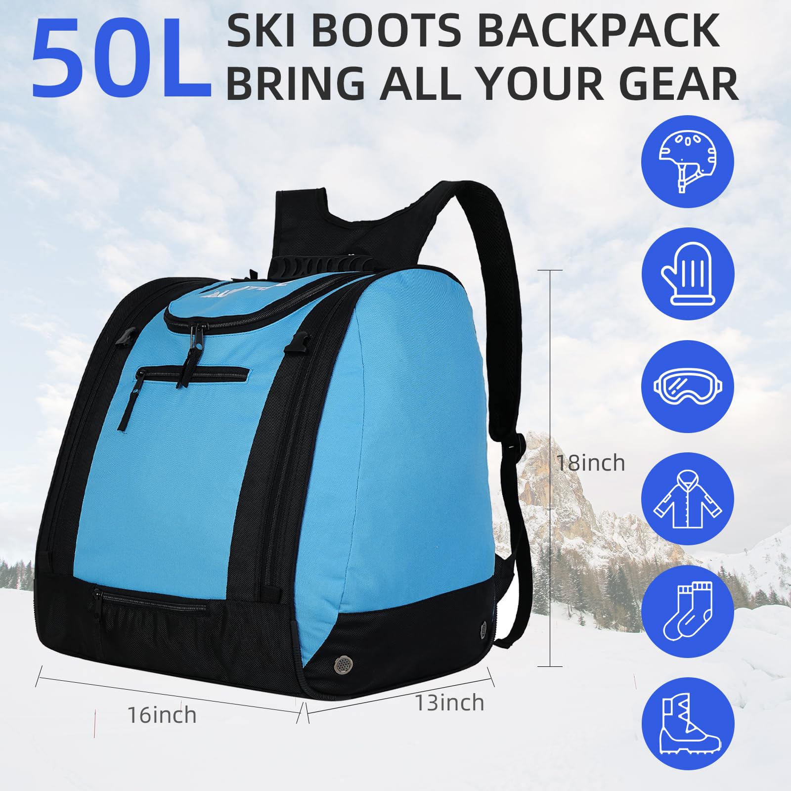 AUMTISC Borsa per Scarponi da Sci e Snowboard - Zaino per Volare Con Guanti, Giacca e Occhiali