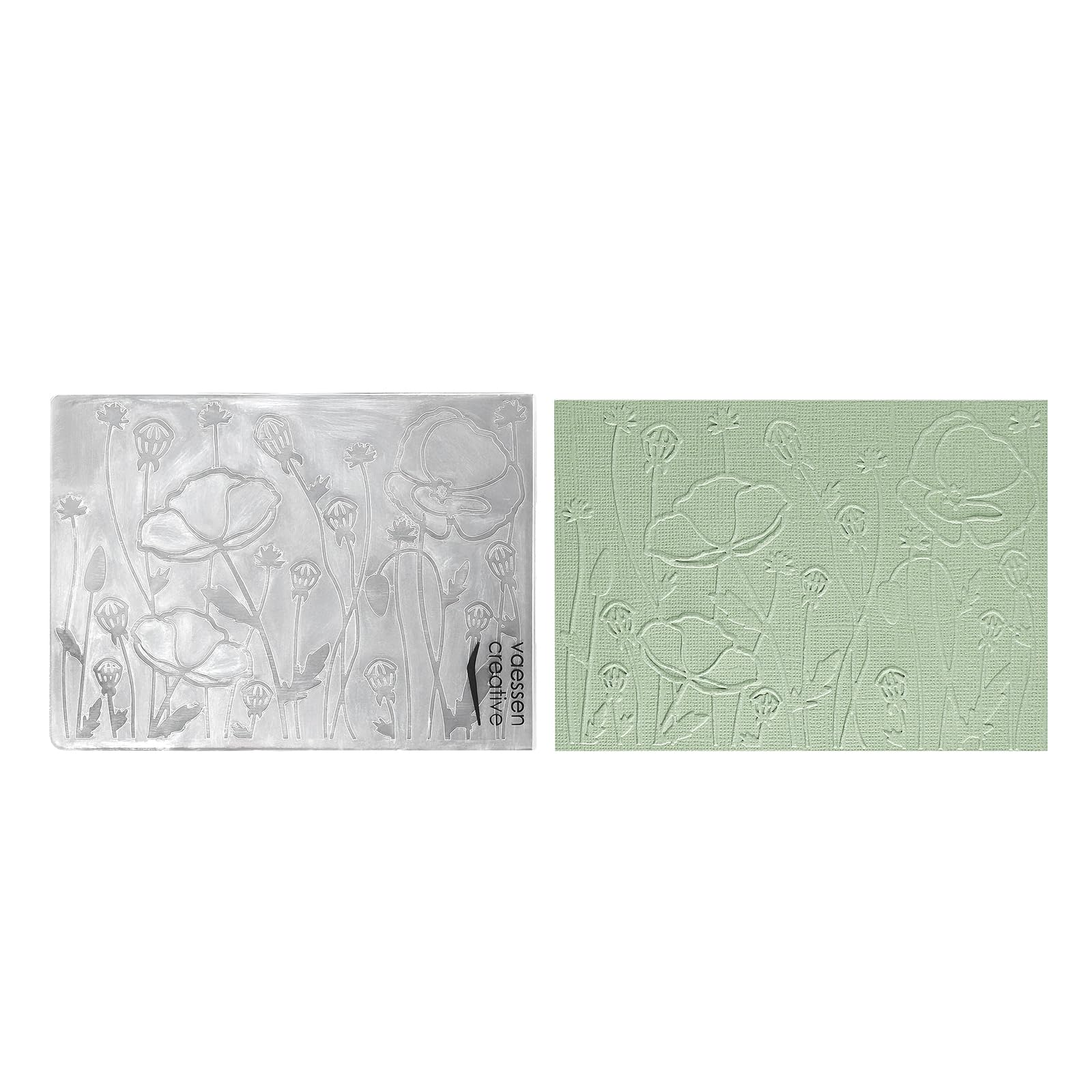 Vaessen Creative Carpeta de Embossing, Campo de Amapolas 14,6 x 10,8 x 0,5 cm, 1 pieza, para Tarjetas de Cumpleaños, Tarjetas de Nacimiento, Tarjetas de Navidad y Manualidades con Papel