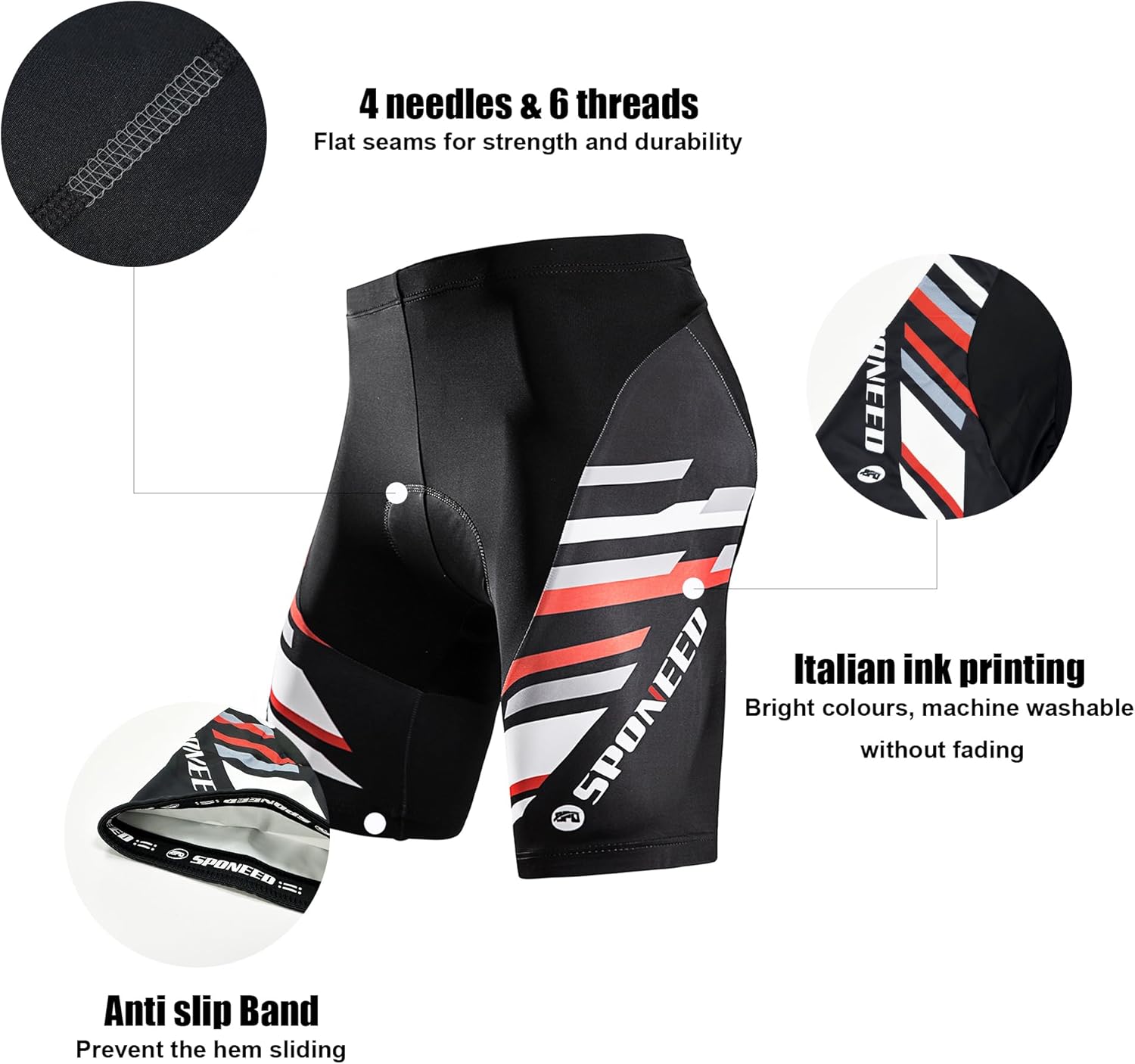 sponeed Bicycle Shorts for Men Cycle Tights Pants Padded Short - Image 6