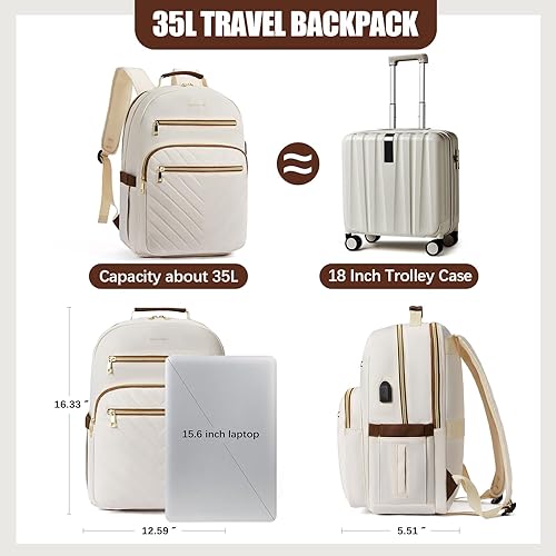 Miniatura 4 de BOSTANTEN Mochila para laptop de 15.6 pulgadas para mujeres, mochila de viaje para profesores universitarios, mochila de viaje con puerto de carga