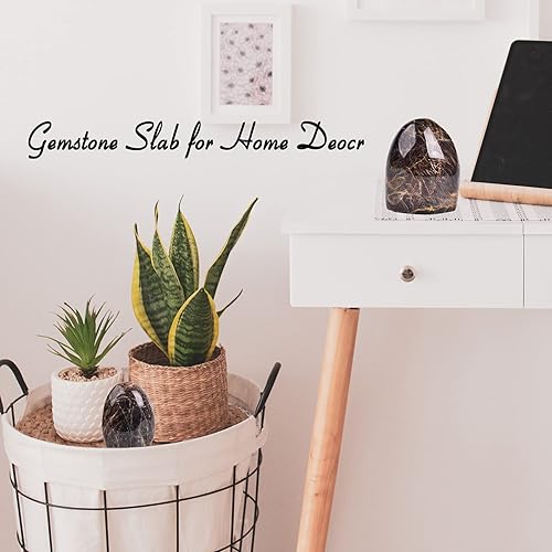 Miniatura 5 de AMOYSTONE Losa decorativa de piedra lunar negra de piedra curativa pulida para decoración de mesa para el hogar, irregular individual 0.7  1 libras,