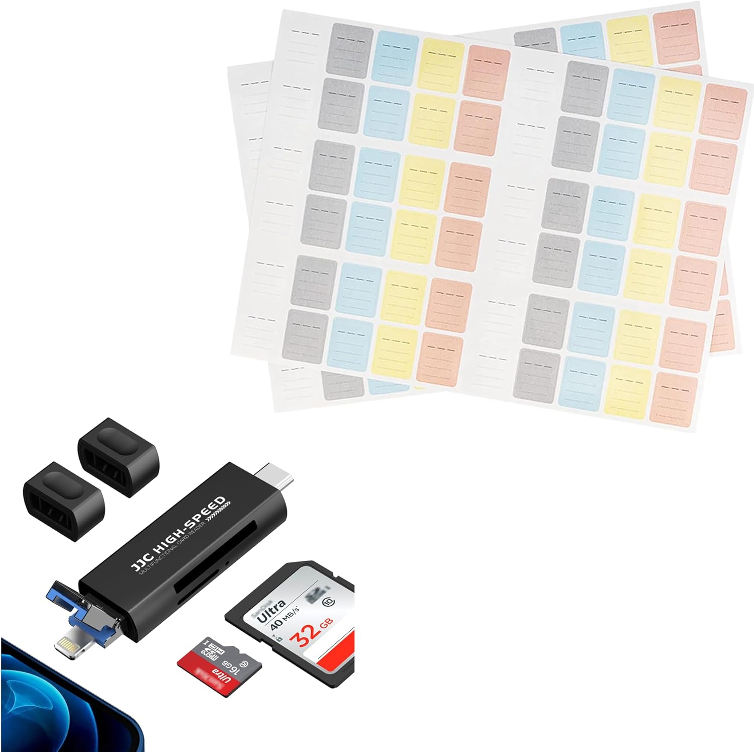SD Card Label + SD/TF Card Reader for iPhone：SD Card Label with SD/TF Card Reader for iPhone