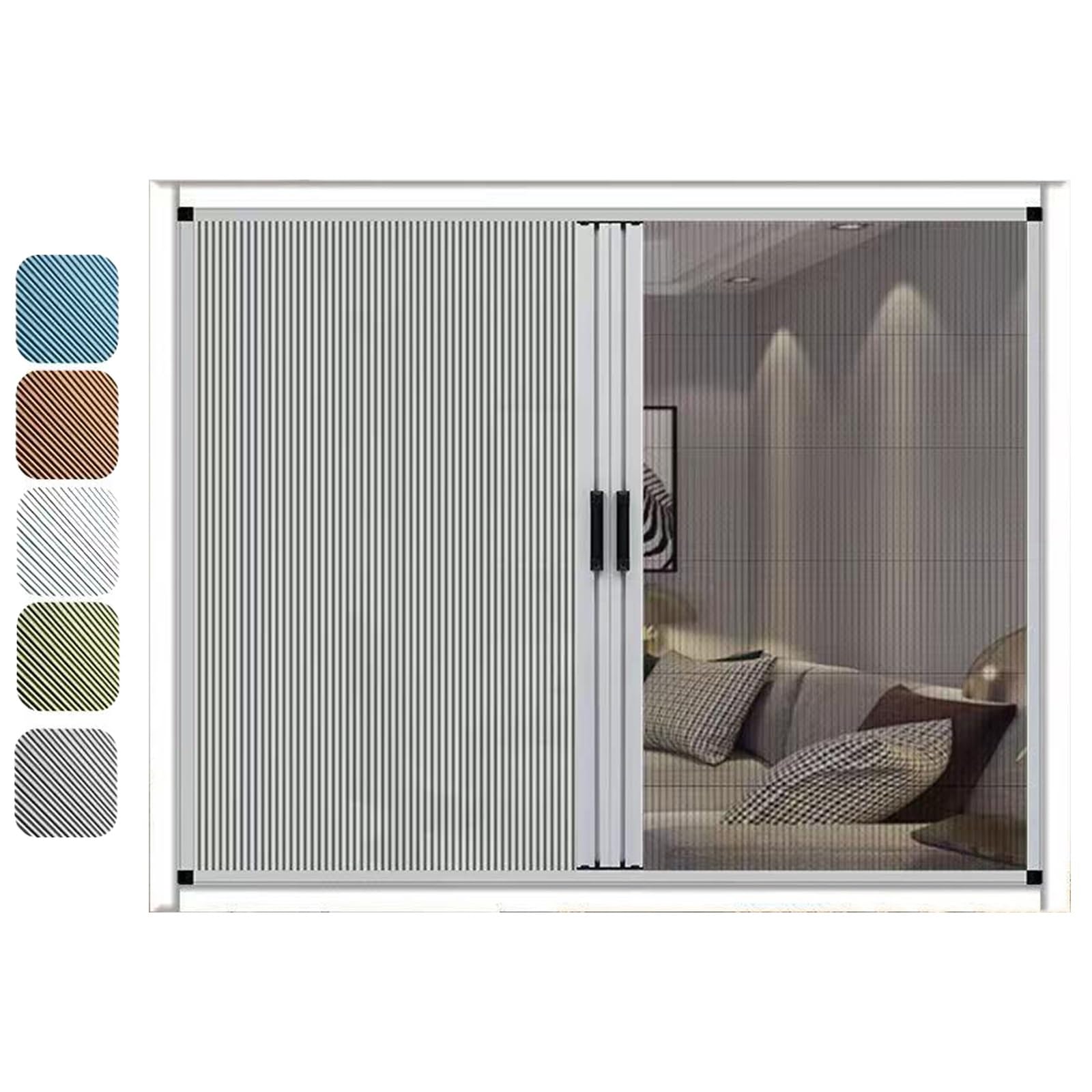 Tapparelle a Nido d'Ape/Schermo per Finestra 2 in 1, zanzariera Scorrevole espandibile a 2 Vie con Alluminio Bianco per Interni, Isolamento Termico Oscurante, schermi Giorno-Notte (Blu, 120x