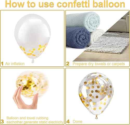 Miniatura 6 de Bezente Kit de guirnalda de globos de oro negro, 100 globos de confeti cromado metálico dorado negro y dorado con cinta de globos para bodas,