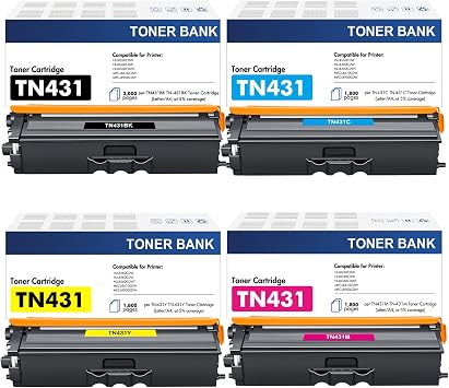 TN-431 TN431 4-Color Toner Cartridge Set 4 Pack TN431 TN 431 MFC-L8900CDW | Compatible for Brother TN-431 Toner Cartridges for Brother MFC-L8900CDW HL-L8360CDW HL-L8260CDW HL-L8360CDWT Printer Ink