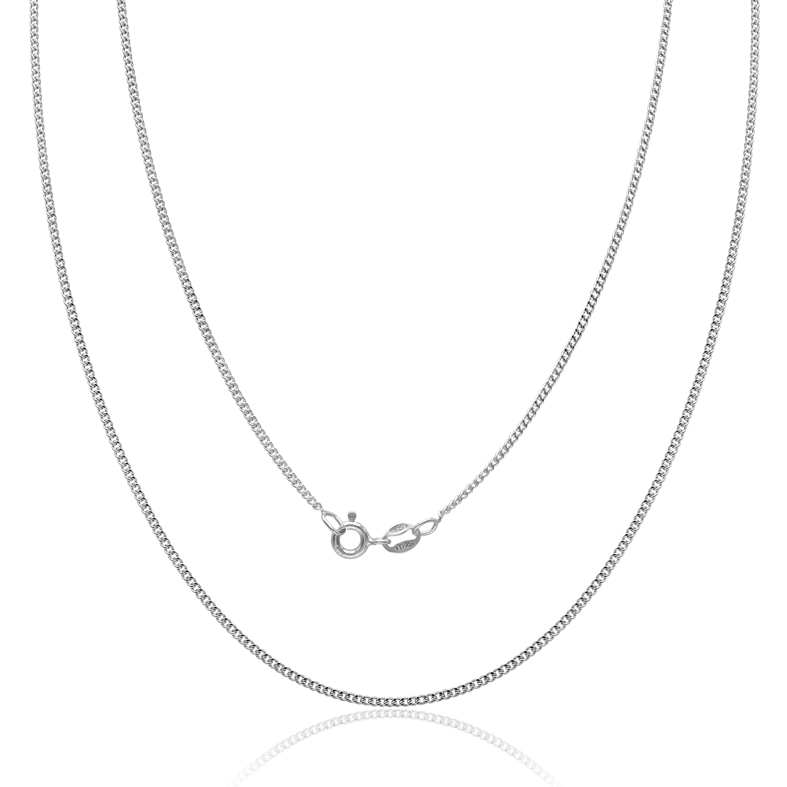 Aka Gioielli Cadena Barbada Plata de Ley 925 Rodiada Collar Mujer Hombre 1.3 mm 80 cm