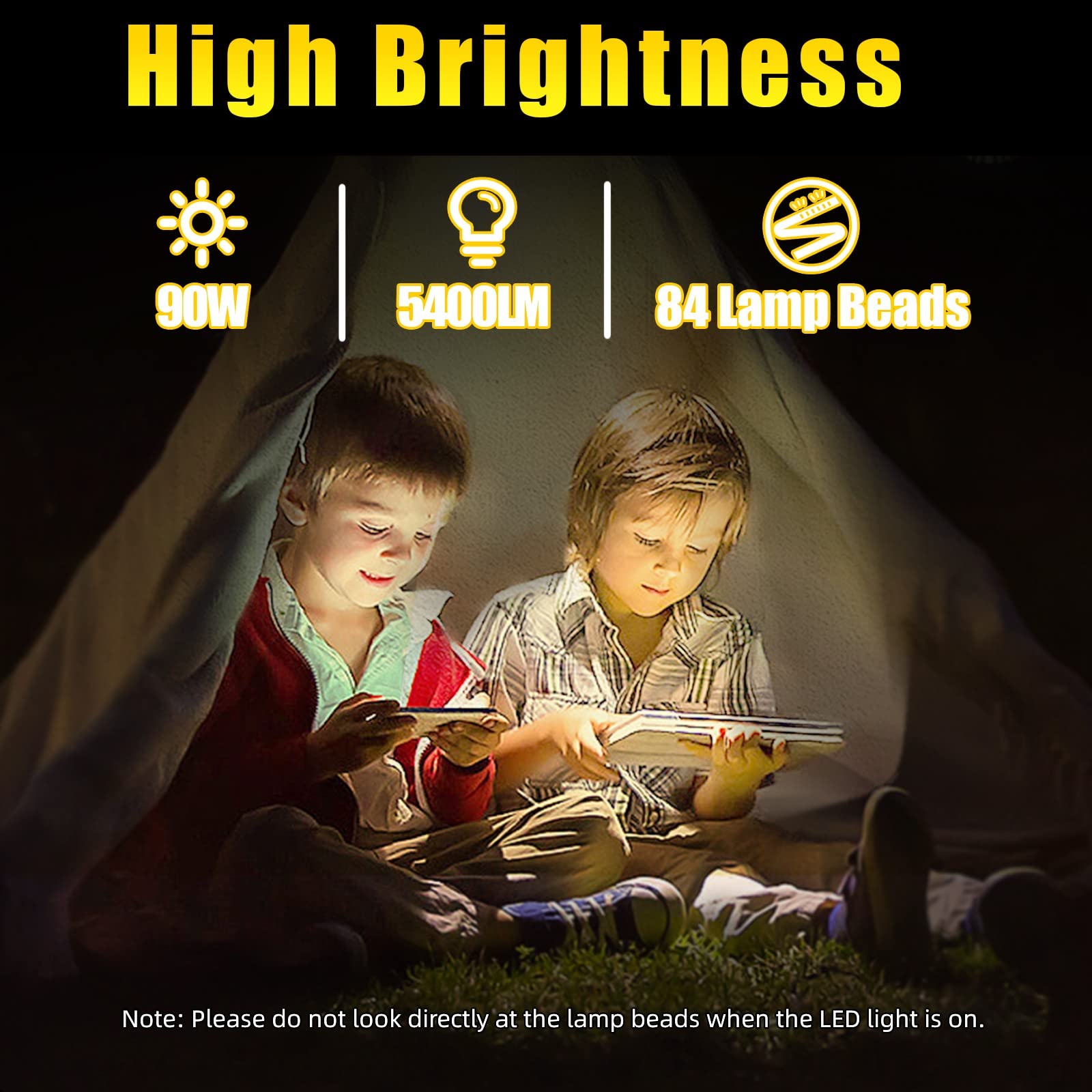 LED Work Light for DeWALT 20V MAX Battery, TEETOK 90W 5400LM LED Flood Light with 2 USB Charging Port, Battery Light for Outdoor, Camping, Emergency and Job Site Lighting