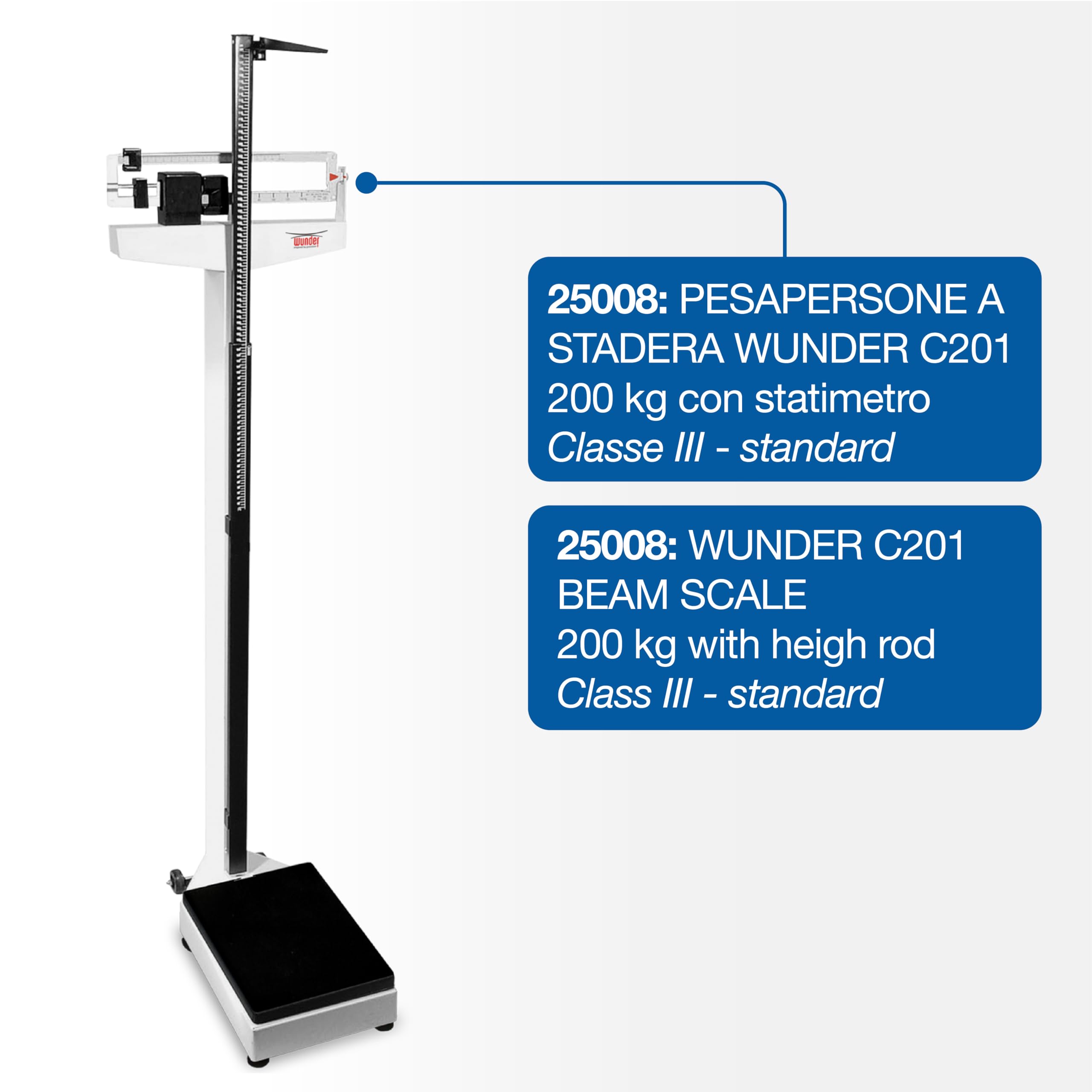 WUNDER Pesapersone a stadera professionale C201 200 kg con statimetro standard