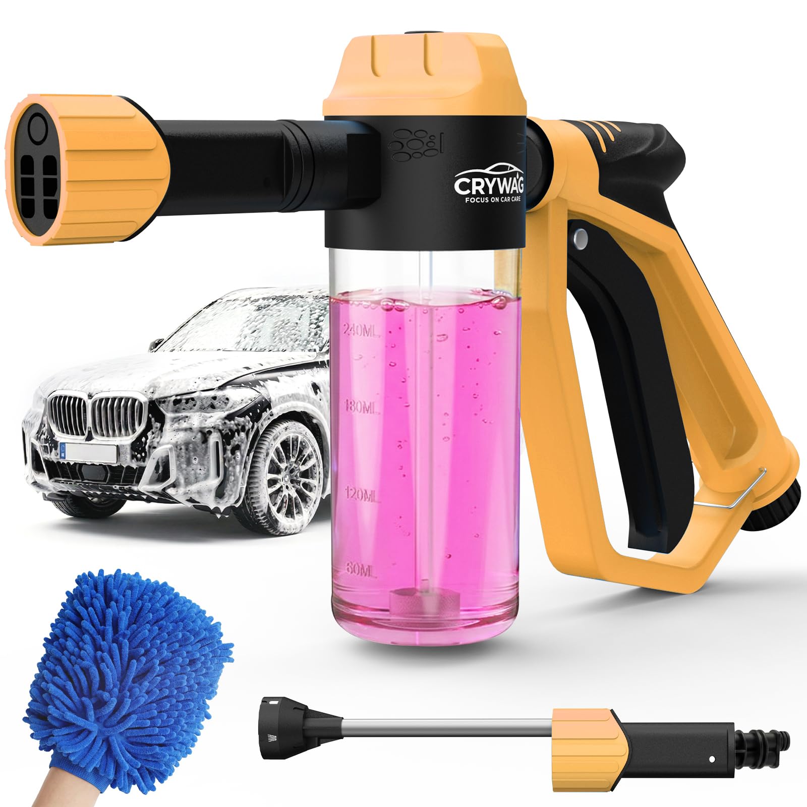 Crywag Car Wash Foam Gun with Microfiber Wash Mitt