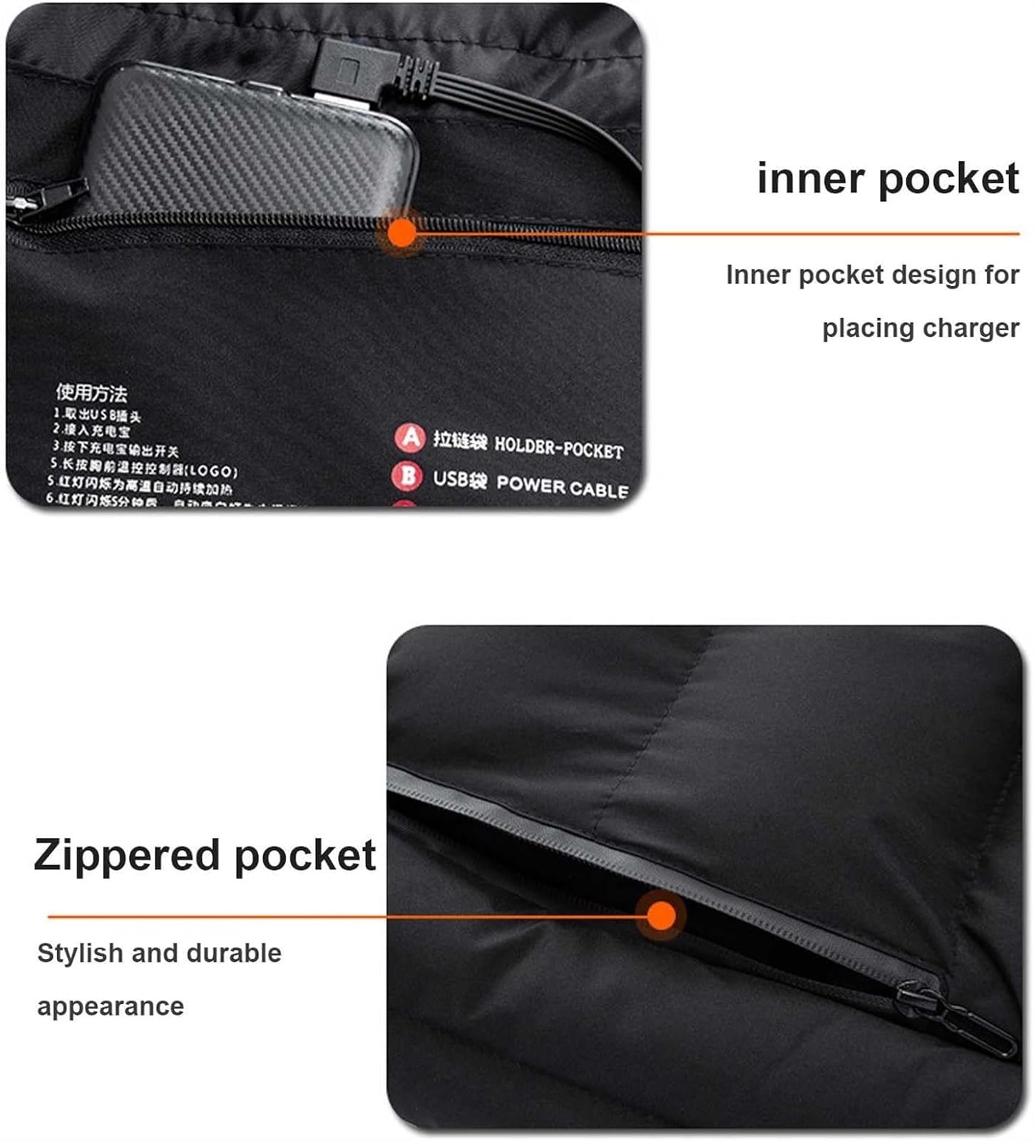 ALKANI Chaleco Calefactor Infrarrojo, Ropa con CalefaccióN EléCtrica USB, Chaleco Calefactable Ligero de Invierno, para Diversas Actividades al Aire Libre (Color : Black, Size : M-Medium)