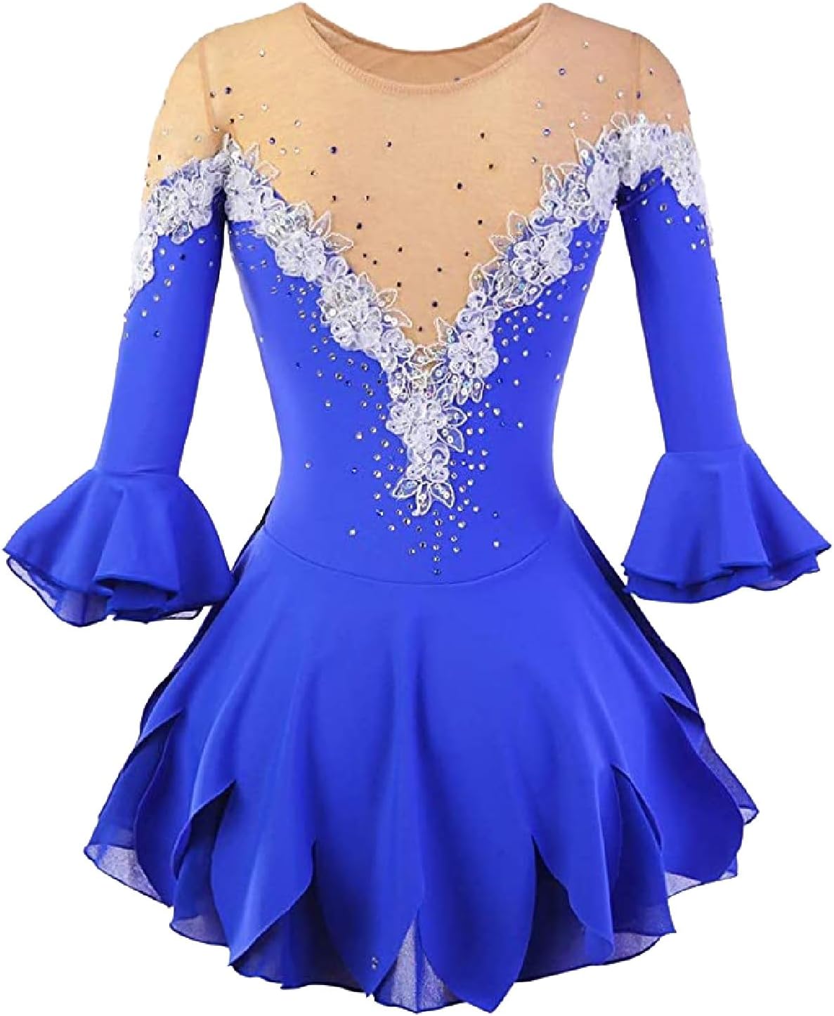 Figure Skating Clothing for Girls Women Ice Roller Skating Dresses with Crystal Decoration