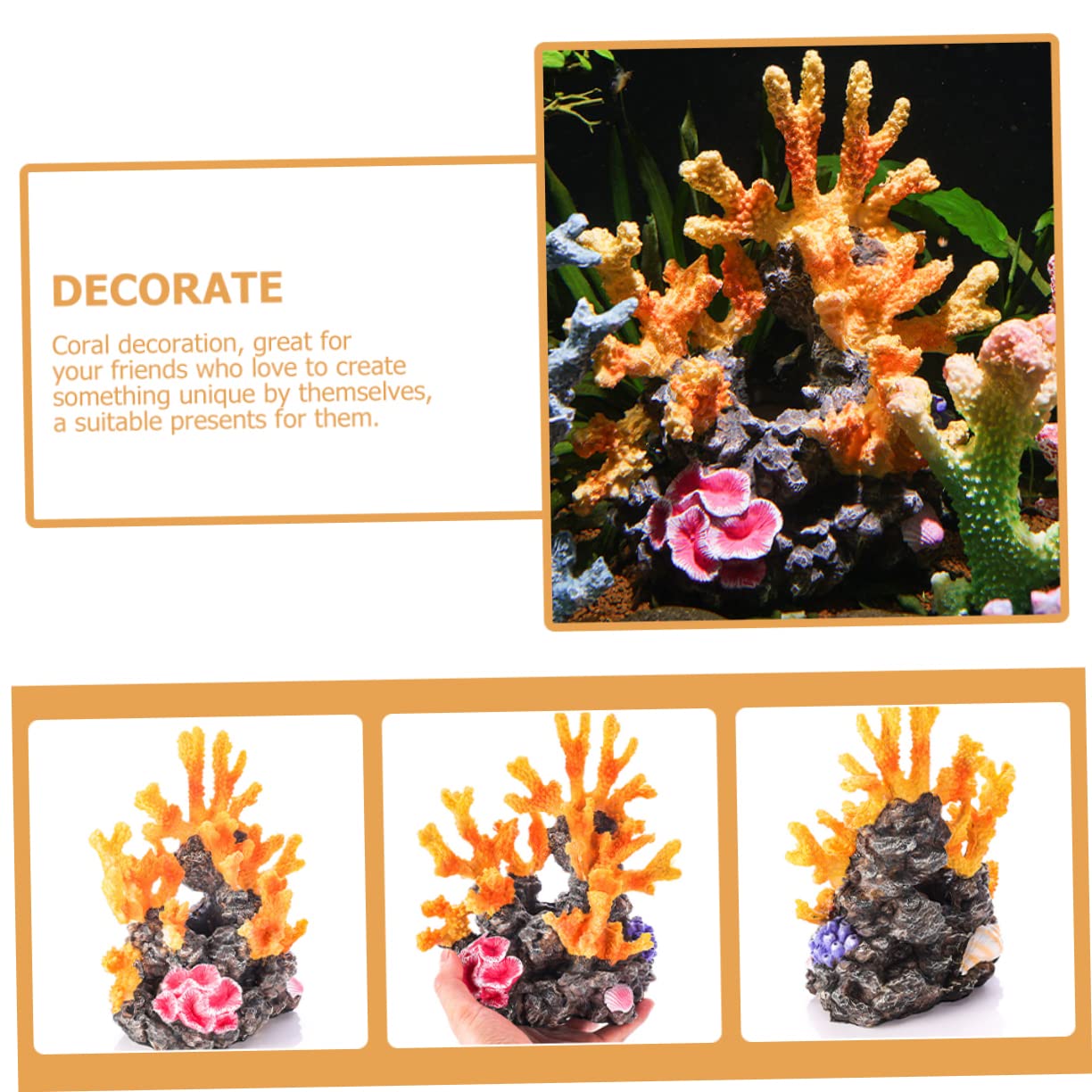 WOONEKY Ornement De Artificiel pour Aquarium Décoration De Réservoir Marin Décor Vibrant pour Poissons Et Paysage sous-Marin