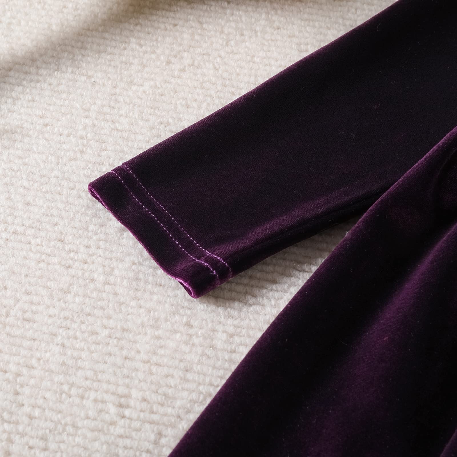 Vestito da ballo per bambini, per bambine, per Natale, principessa, linea A, con volant, a maniche lunghe, in velluto, per autunno, inverno, per feste in tinta unita, per compleanno, per le vacanze,