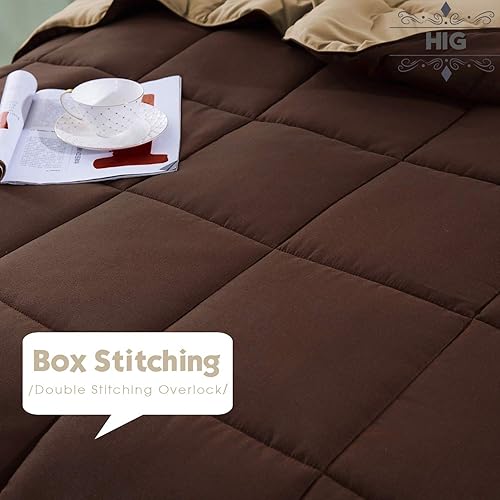 Miniatura 3 de HIG Juego de edredón alternativo de plumón de 3 piezas - Edredón reversible para todas las estaciones con funda de almohada - Relleno de edredón