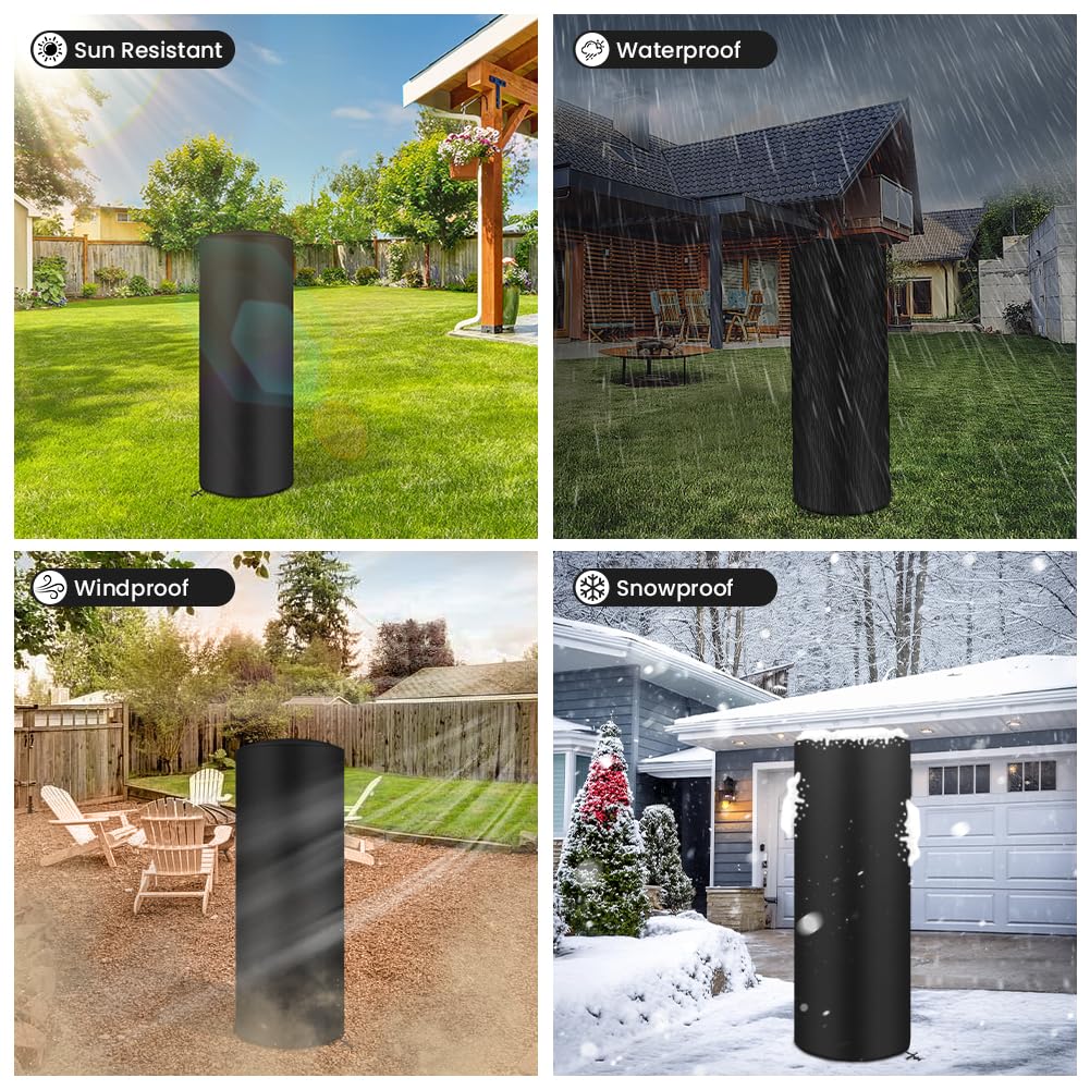 AOOWU Cubierta del Calentador a Prueba de Agua Patio, 210D Cubierta del Calentador de Gas De Tela Oxford con Cordón Ajustable, Resistente al Viento Cubierta del Calentador (50X50X120CM)