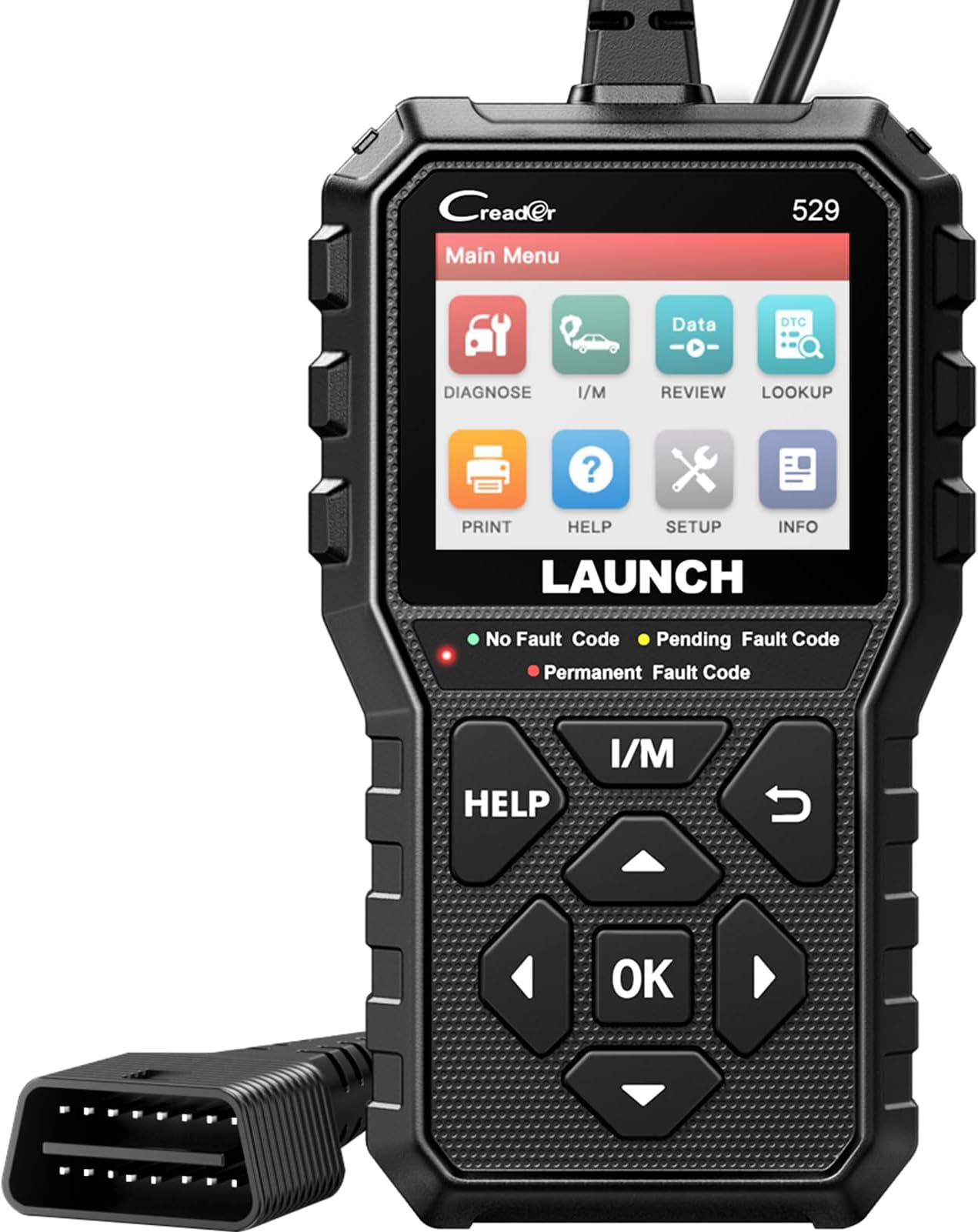 LAUNCH CR529 OBD2 Diagnostic Machine for Vehicles - Fault Diagnostic Machine, Check Engine Light Reset, Full OBD2 Functions, Fault Code Meaning Interpretation, Beginner-Friendly, Japanese Menu Display