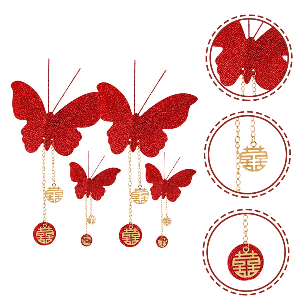 STOBAZA 20 Stk Schmetterlings-ornament Schmetterling Party Dekorationen Schmetterling Dekorationen Braut Aufkleber Hochzeitsdekorationen 3d Rot Festlich Krawatte Funkeln