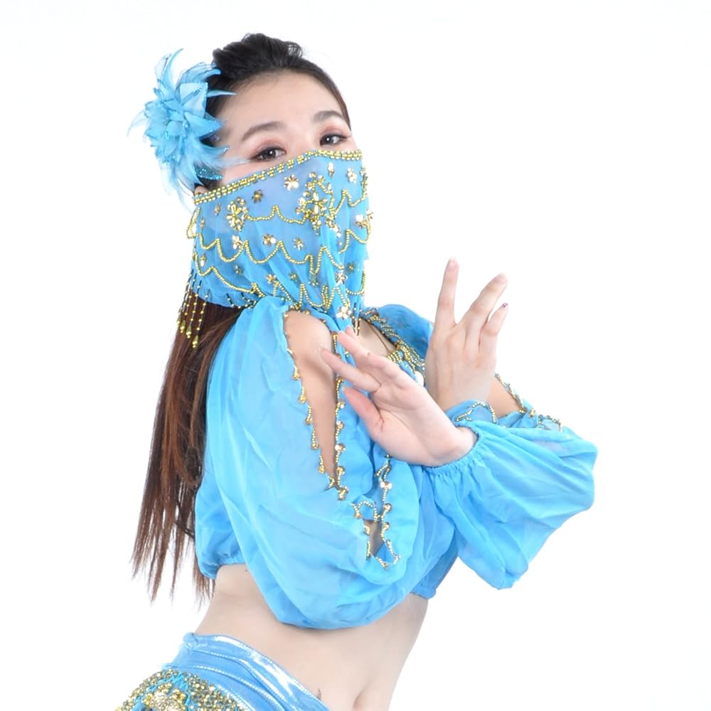 ☺︎セール☺︎ベリーダンス❤︎新品パープル☆ かわいいコスチューム+おまけつき Amazon.co.jp: [BellyLady] ベリーダンス衣装 フェイスベール