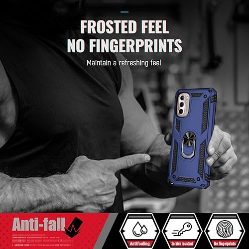 Miniatura 7 de Funda de grado militar para Moto G Stylus 5G 2022, anillo giratorio de metal de 360 grados, soporte de soporte, armadura resistente a prueba de