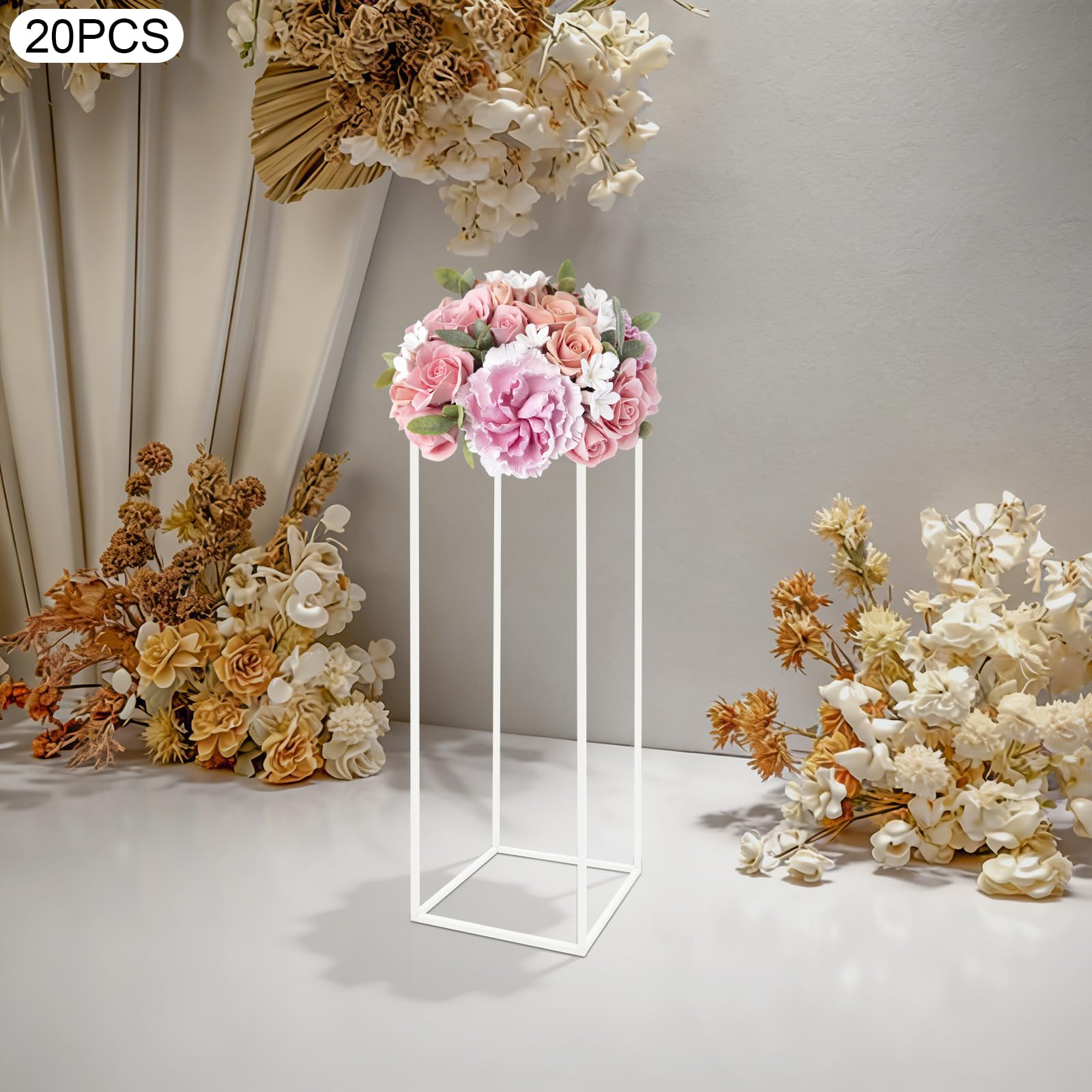 Blumenständer Set Metall Geometrische Hochzeitsdeko 20 Stück Freistehend | 80cm 20-teiliges Set für große Veranstaltungen / Einfach zu montieren und zu verstauen