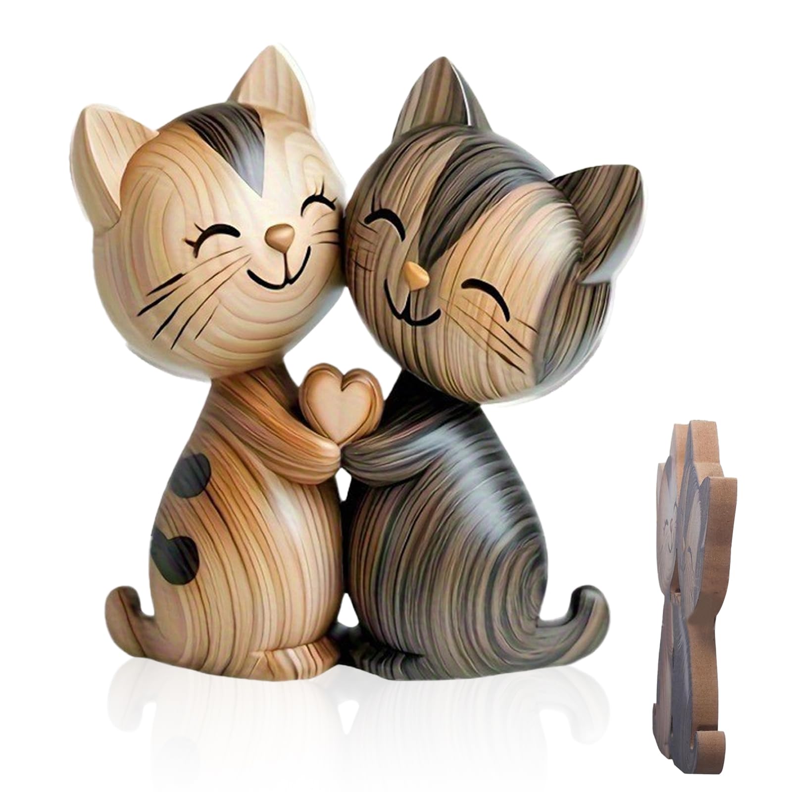 Gatto Decorativo in Legno 2d Scultura Coppie di Gatti Adatto per Regali e Souvenir
