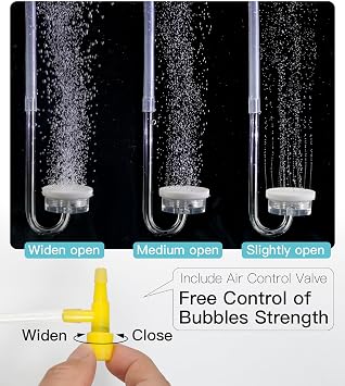 Small Air Pump for Fish Tank Aquarium Aerator for 1-15 G Super Quiet 1.5 Watts, Complete kit