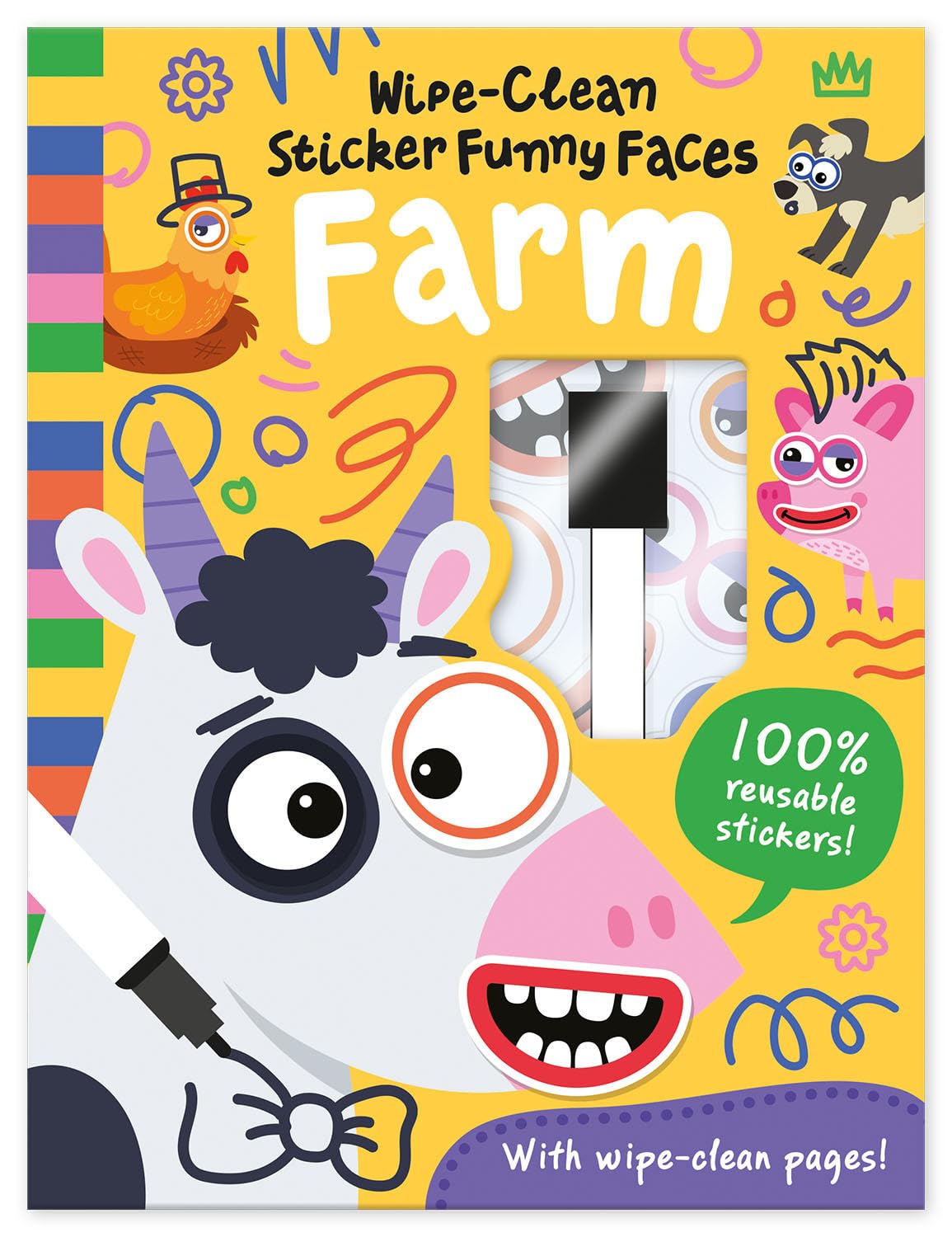 Wipe-Clean Sticker Funny Faces Farm