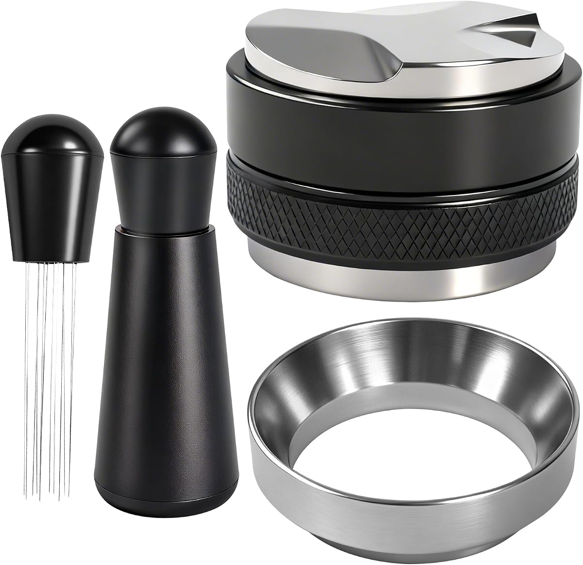 Kit de accesorios para espresso de 51 mm, distribuidor, WDT, manipulación y embudo | Distribuidor de café, herramienta de nivelación de espresso, kit de embudo dosificador, compatible con máquinas de espresso Delonghi, CASABREWS y atatix