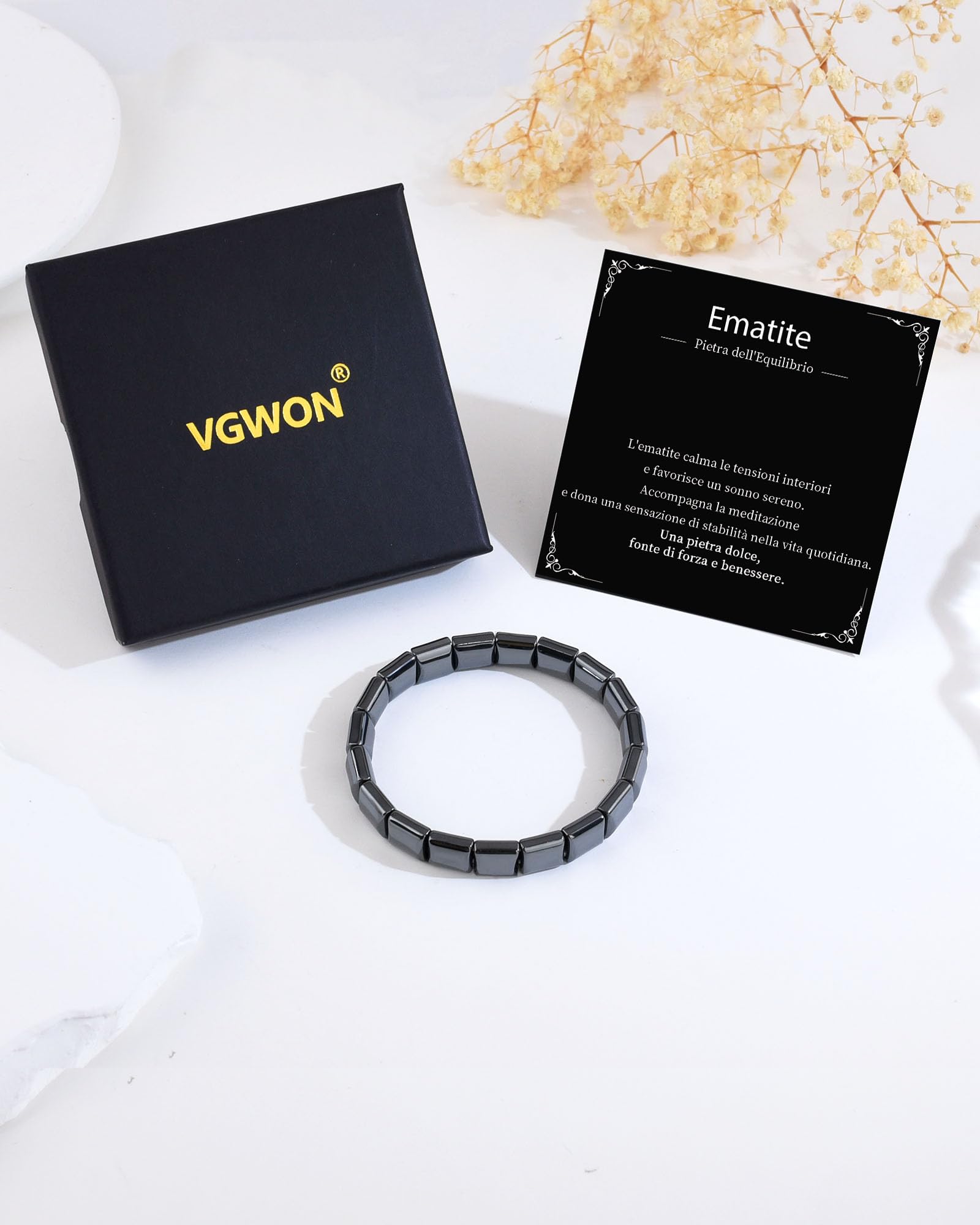 VGWON Bracciale Uomo, Regalo Uomo, 10mm Nero Blu Ematite Bracciale Di Perle Di Pietra Naturale Occhio Di Tigre Braccialetti, Regalo San Valentino Per Lui, Idee Regali Uomili Compleanno E Anniversario