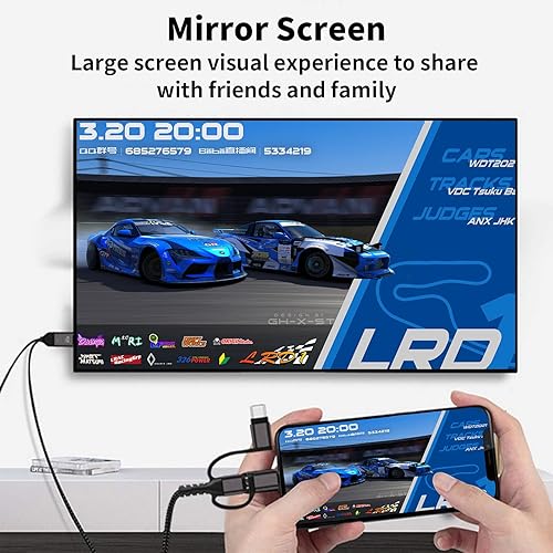 Miniatura 2 de AMANKA Adaptador HDMI para TV, teléfono a TV, adaptador AV digital 1080P, cable conector de pantalla de sincronización 3 en 1, compatible con