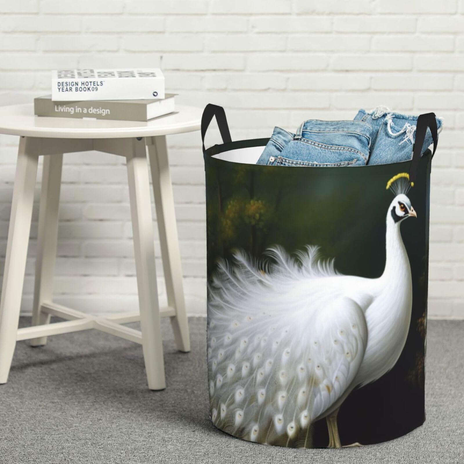 Grand panier à linge sale pliable autoportant blanc pour chambre