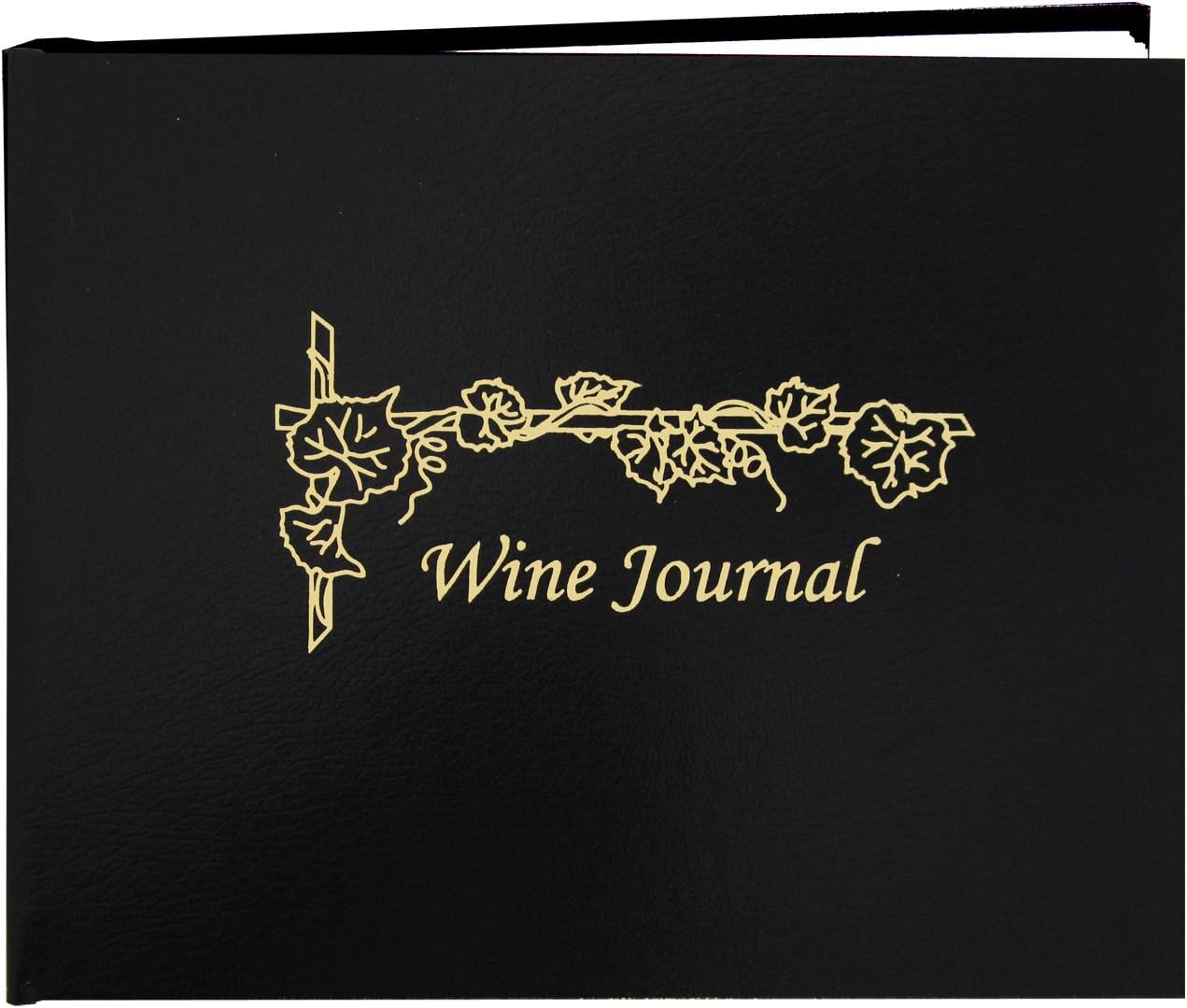 BookFactory Wine Journal/Wine Log Book/Wine Collector’s Diary/Wine Notebook - Black Leather Cover - 72 Pages Professional Grade Section Sewn Hardbound 8 7/8 x 7 (LOG-072-XLO-TWR-WINE-XKT43R)
