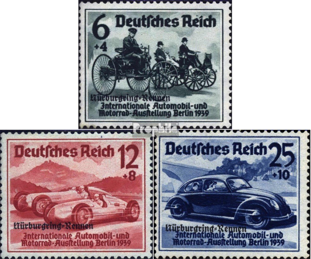 Prophila Collection Allemand Empire 695-697 (complète.Edition.) Neuf avec Gomme Originale ** MNH 1939 nürburgring Course Automobile (Timbres pour Les collectionneurs) Voitures/trafic Routier