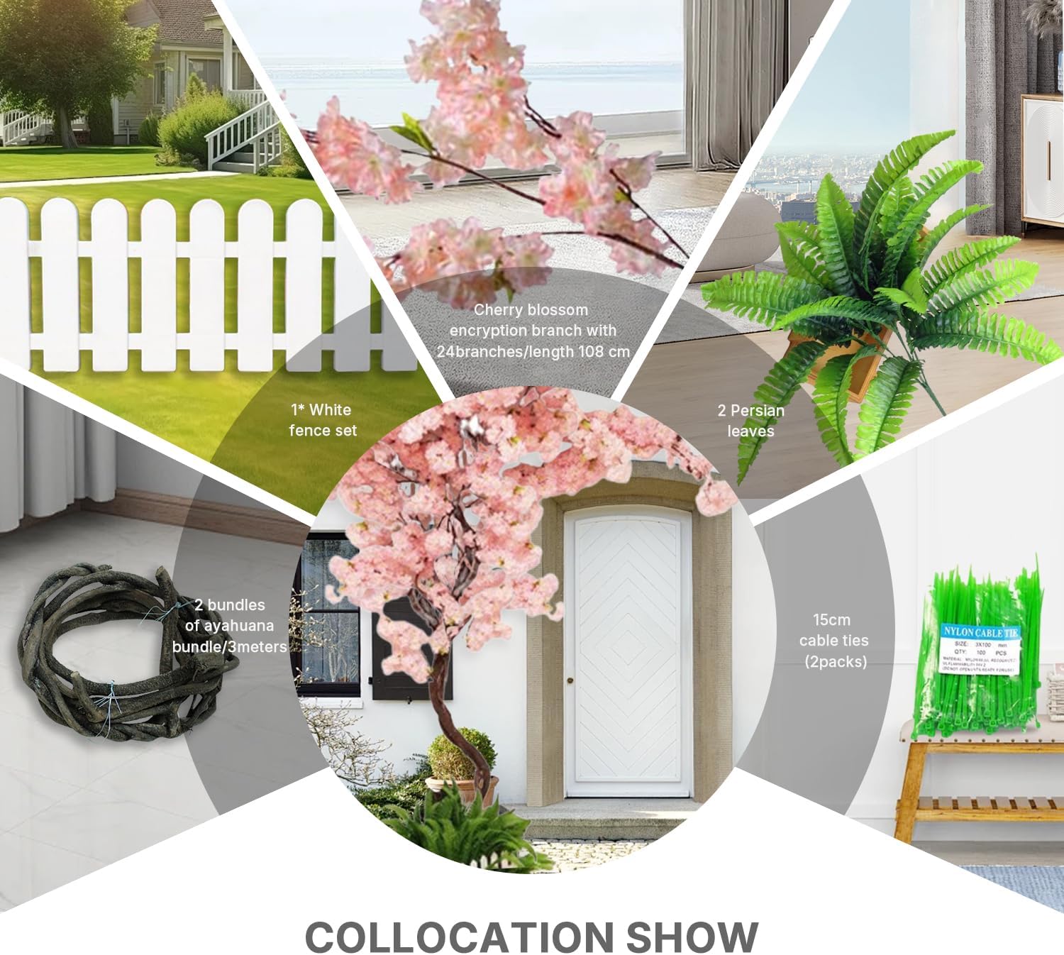 Artificial Cherry Blossom Trees - Fake Flower Background Walls with Simulated Branch and Rattan Design - for Indoor Ceiling Air Conditioning Pipe Ornamental(Pink)