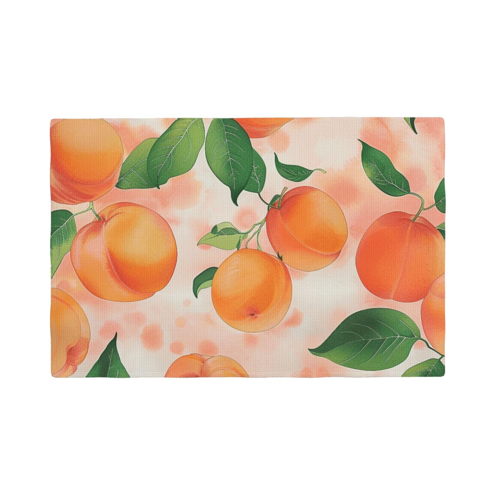 Peach Print Placemats Set, Heat Resistant Washable Placemat 12x18in Table Mats for Party Kitchen Dining Table Decoration Indoor Outdoor, Six Piece