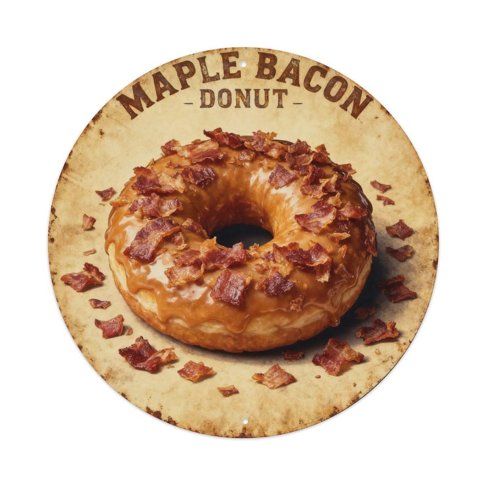 Maple Bacon Donut Retro Tin Sign Metal Tin Sign Plaque